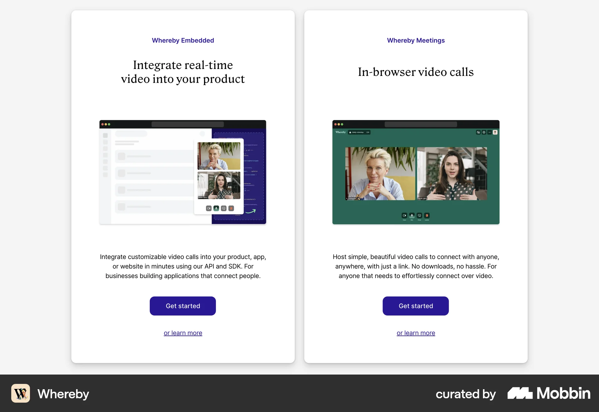 Whereby Web Feature Info screen