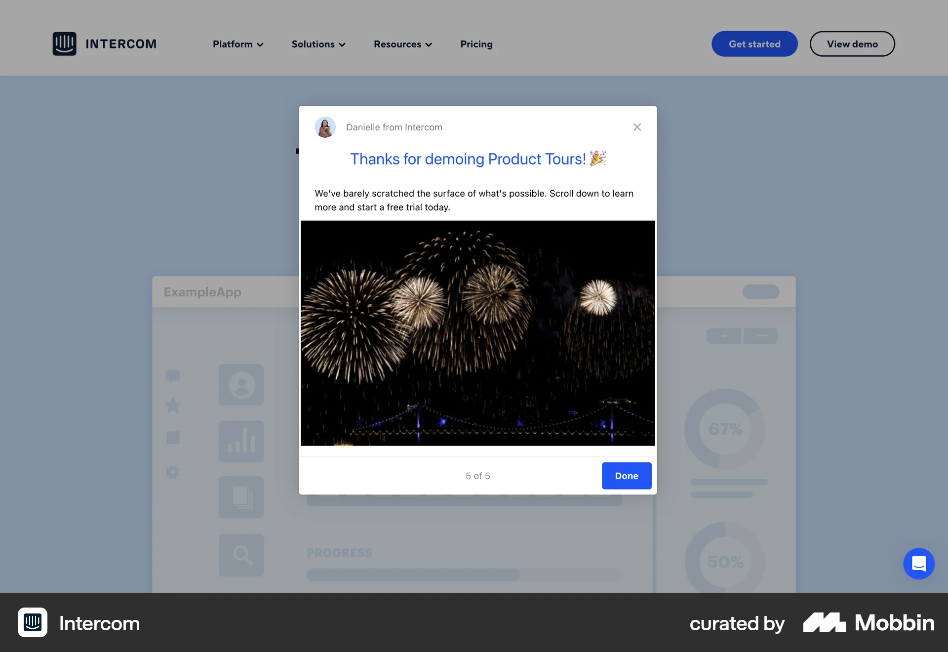 Intercom Web Guided Tour & Tutorial screen