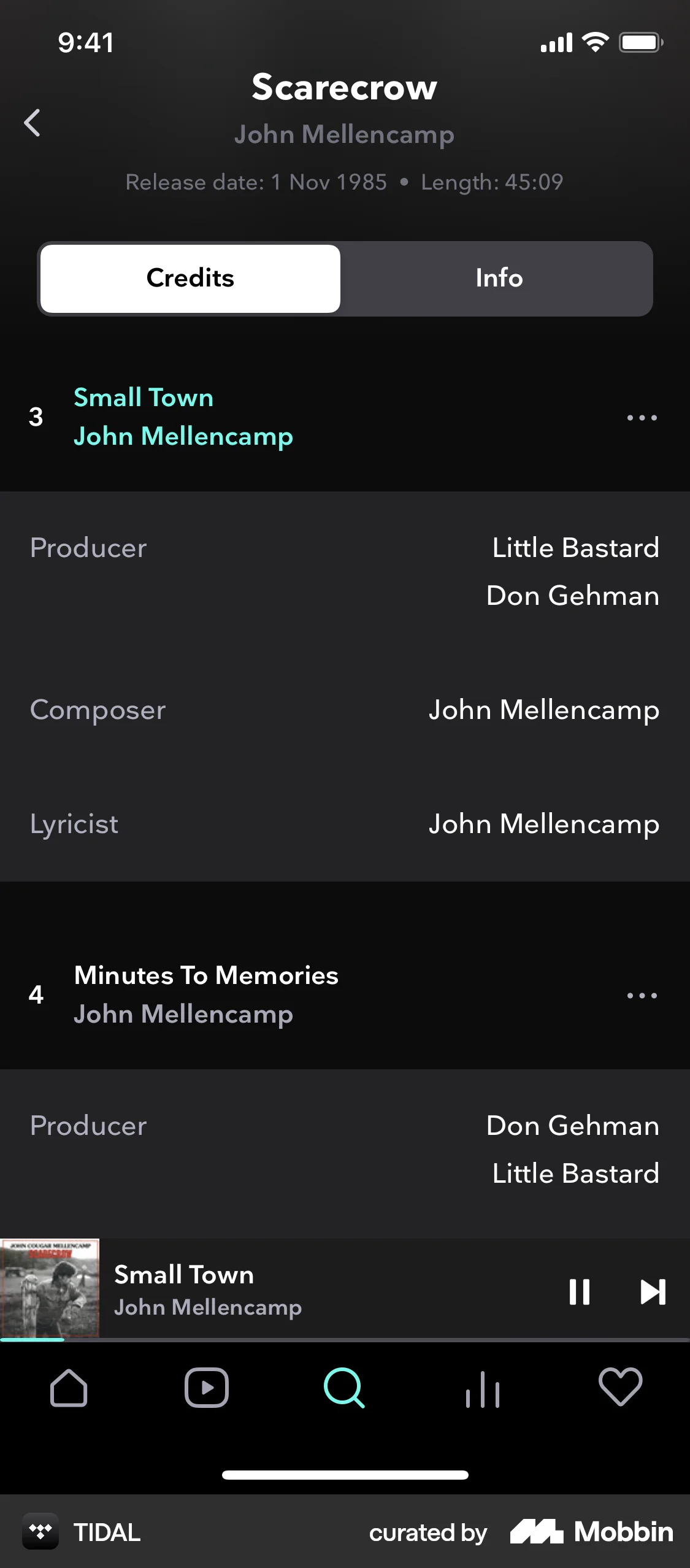 TIDAL iOS Other Content screen