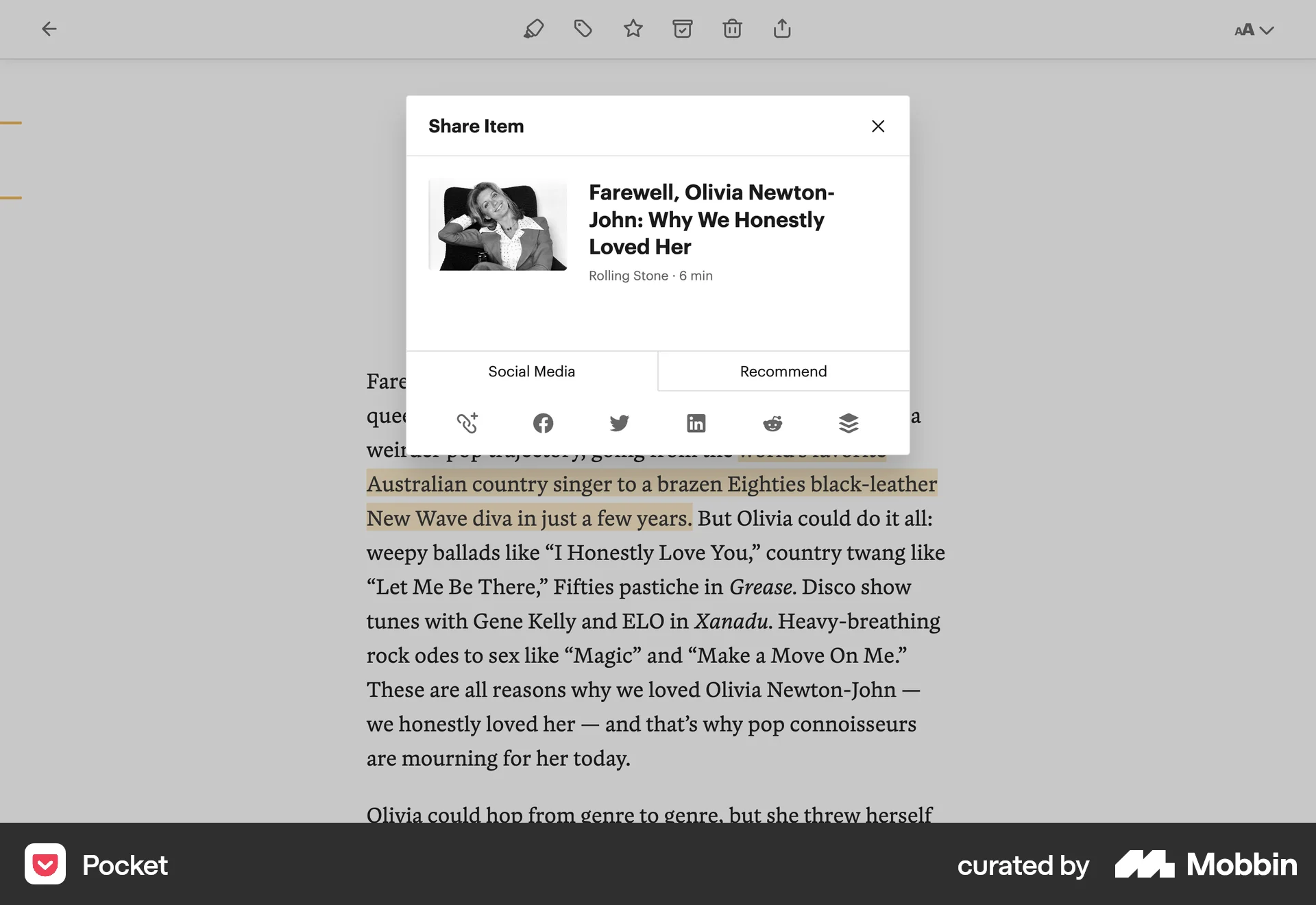 Pocket Web screen containing Tab UI element
