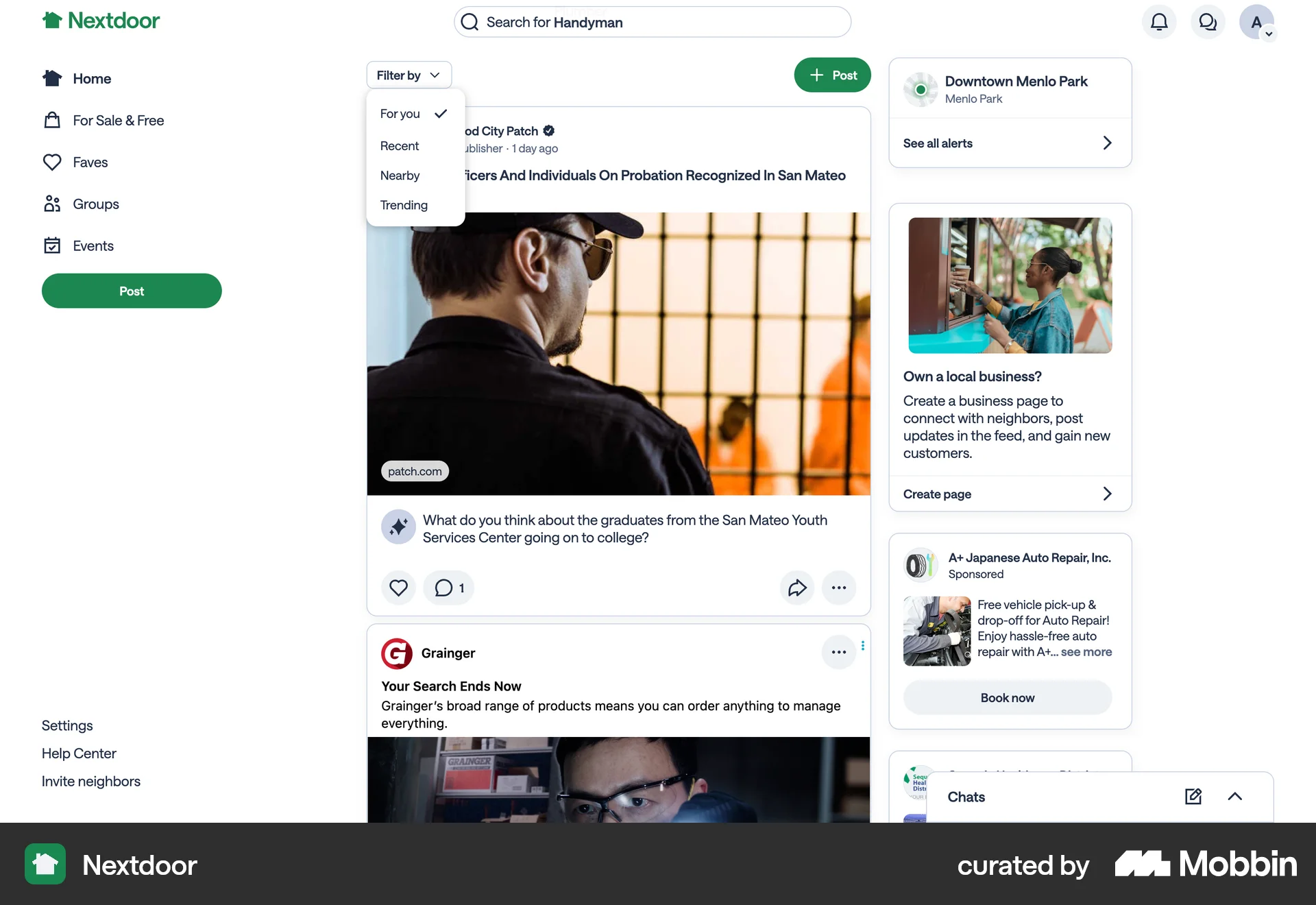 Nextdoor Web News App screen