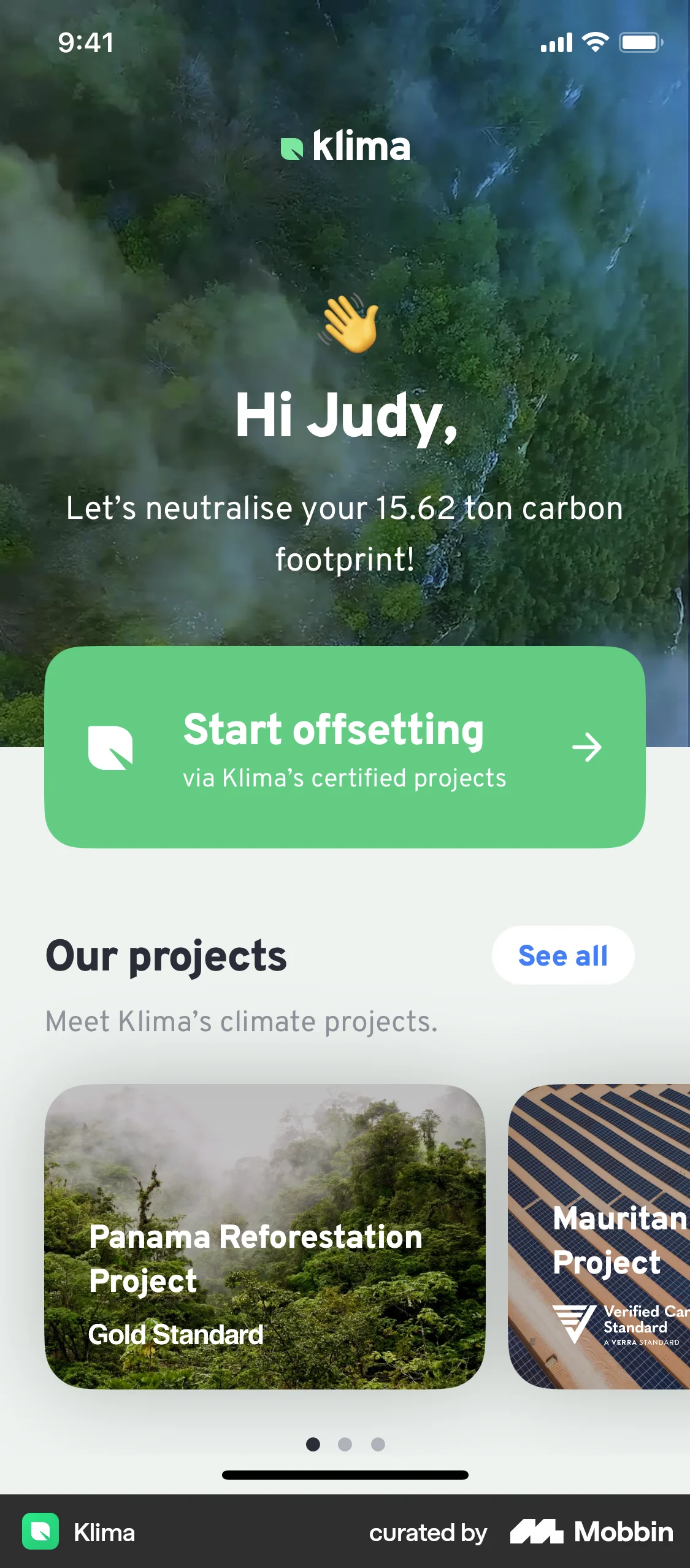 Klima iOS screen containing Photo UI element