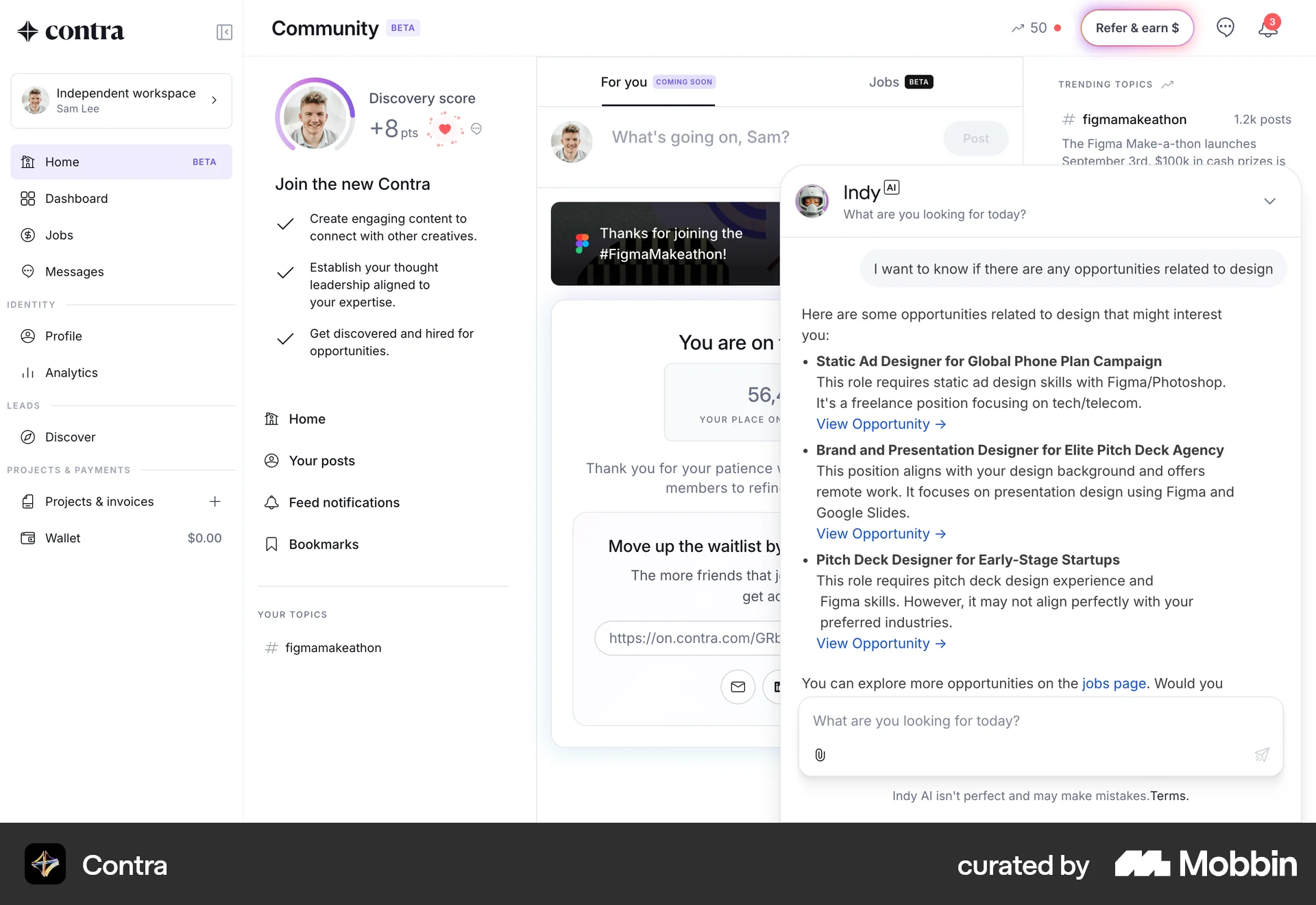 Contra Web Chat Bot screen
