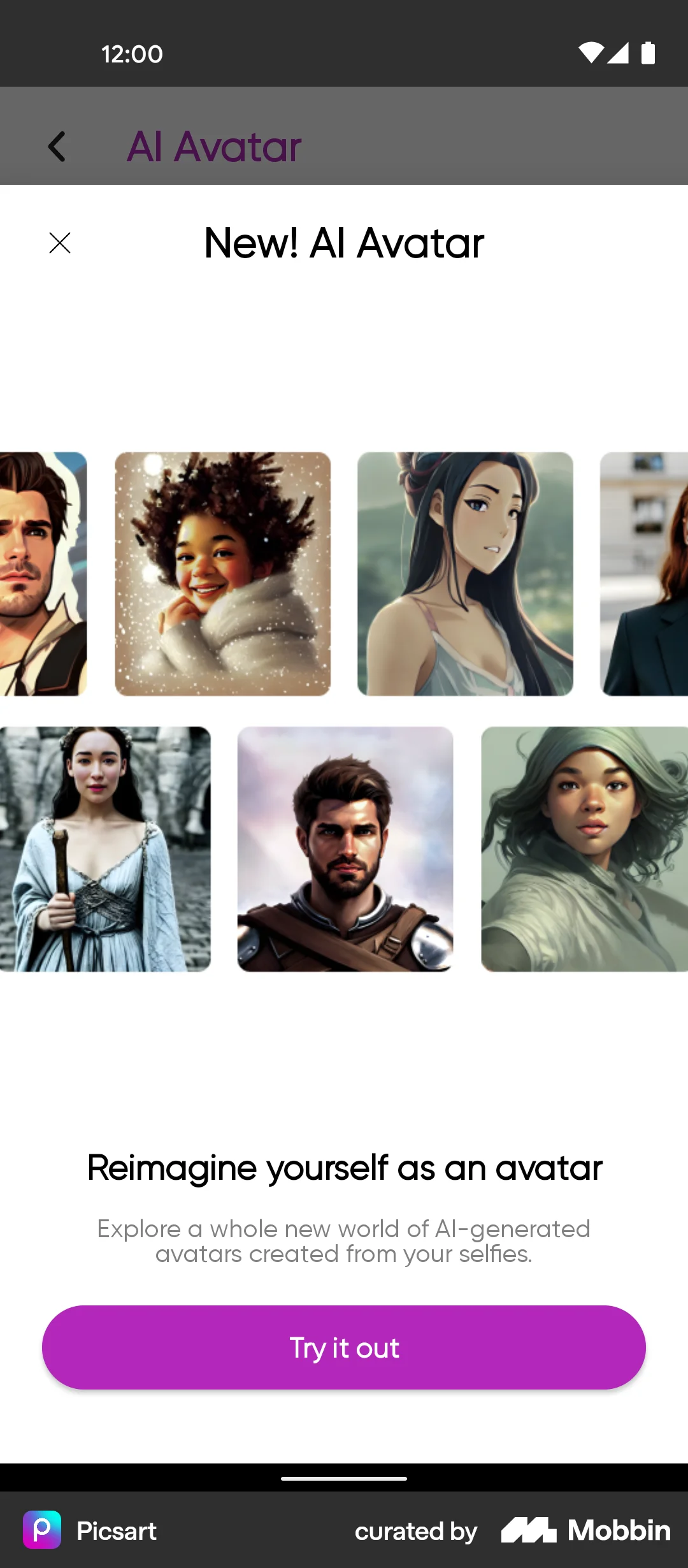 Picsart Android Feature Info screen