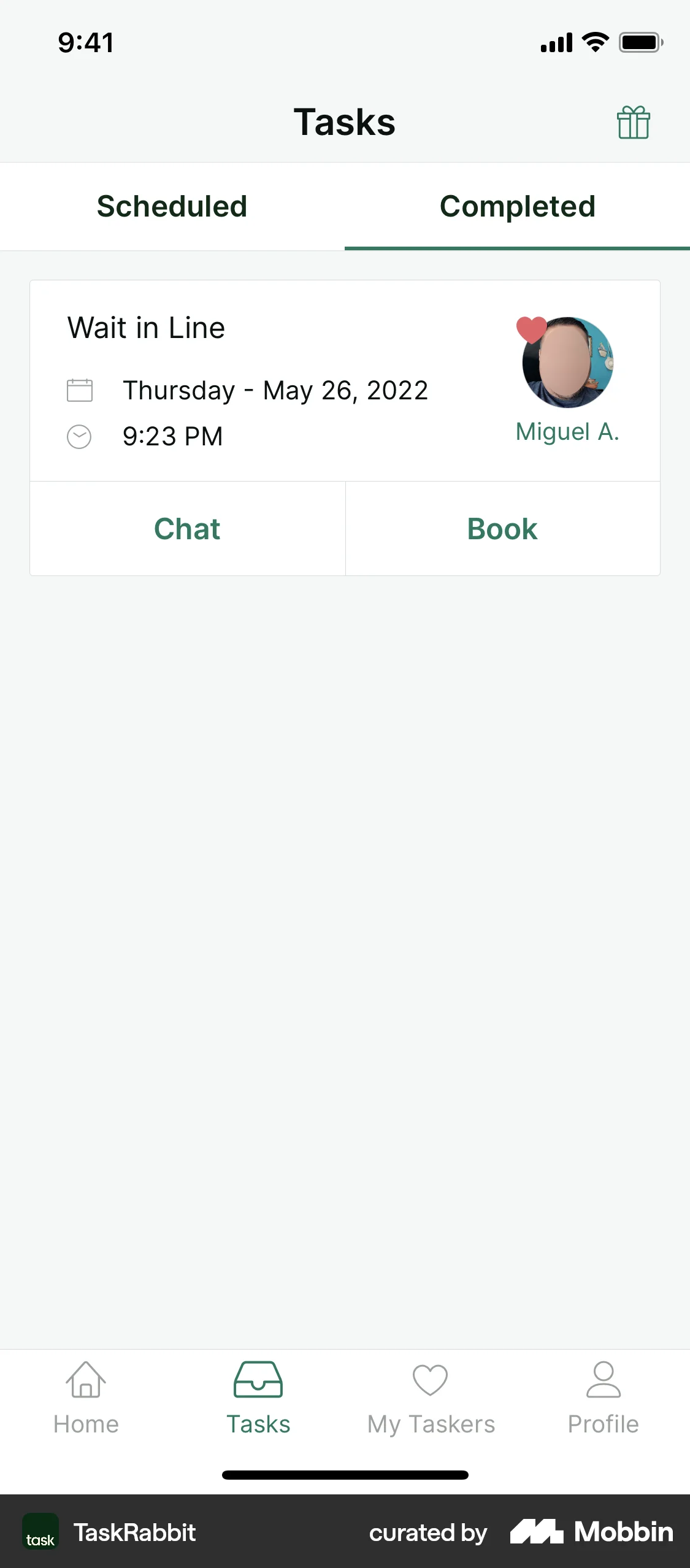 TaskRabbit iOS Goal & Task screen