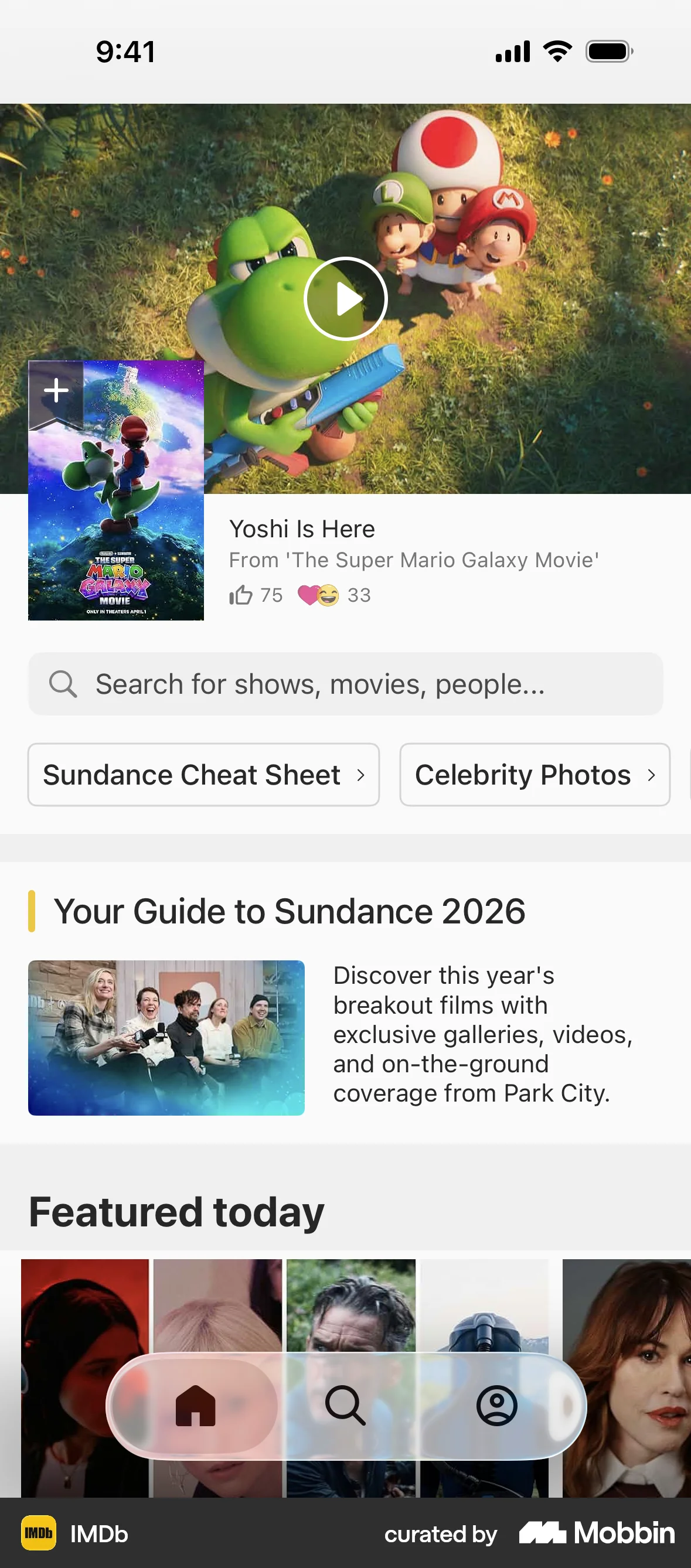 IMDb iOS Mobile App Design screen