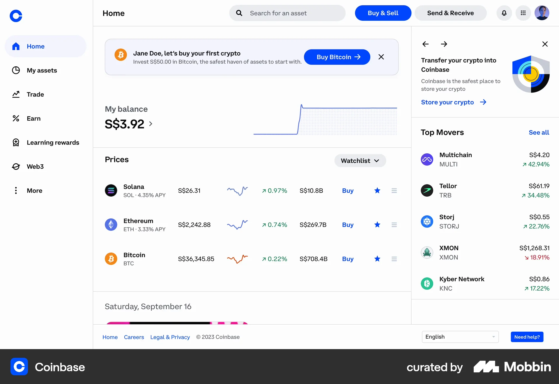 Coinbase screen