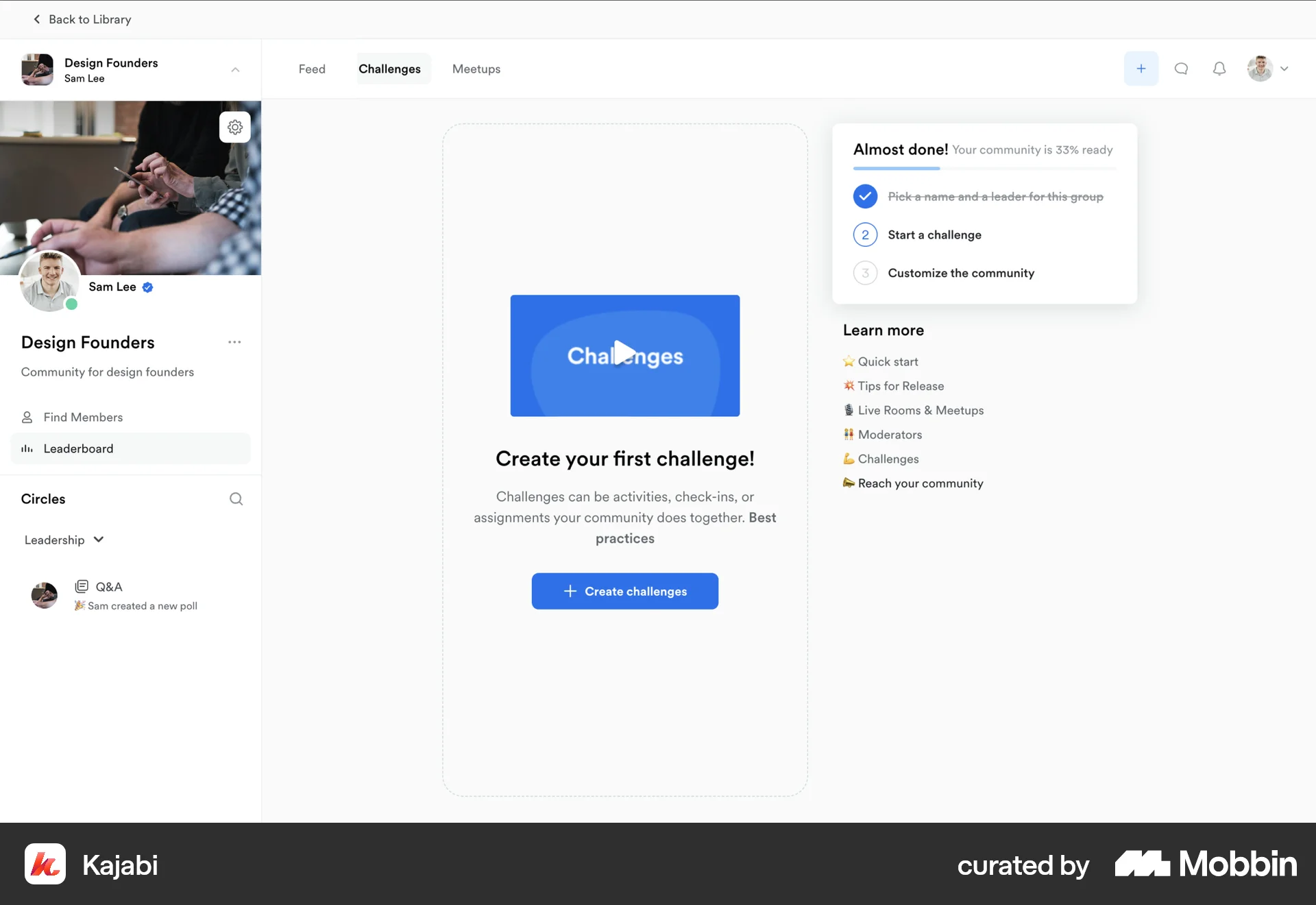 Kajabi Web Guided Tour & Tutorial screen