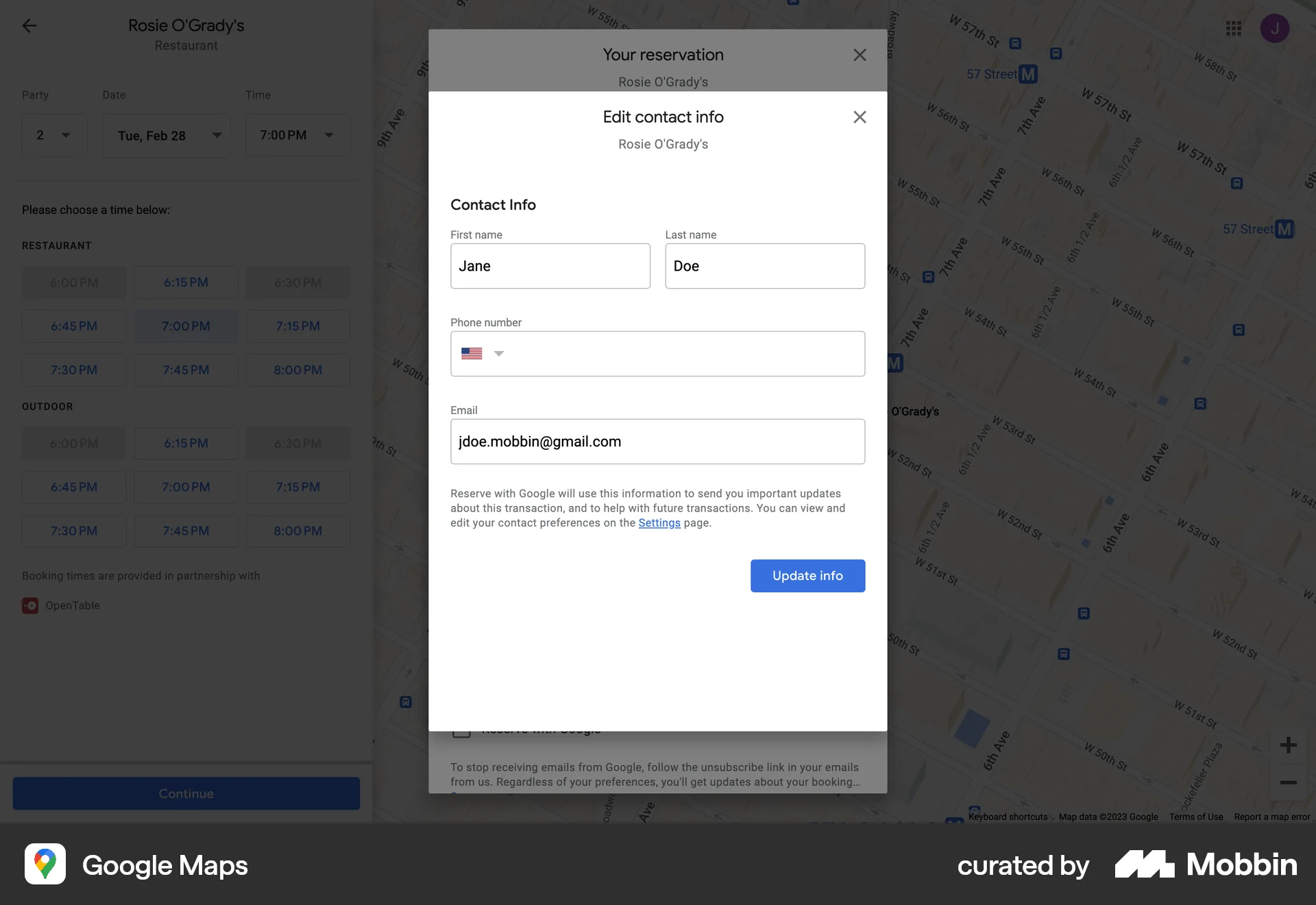 Google Maps Web Edit screen