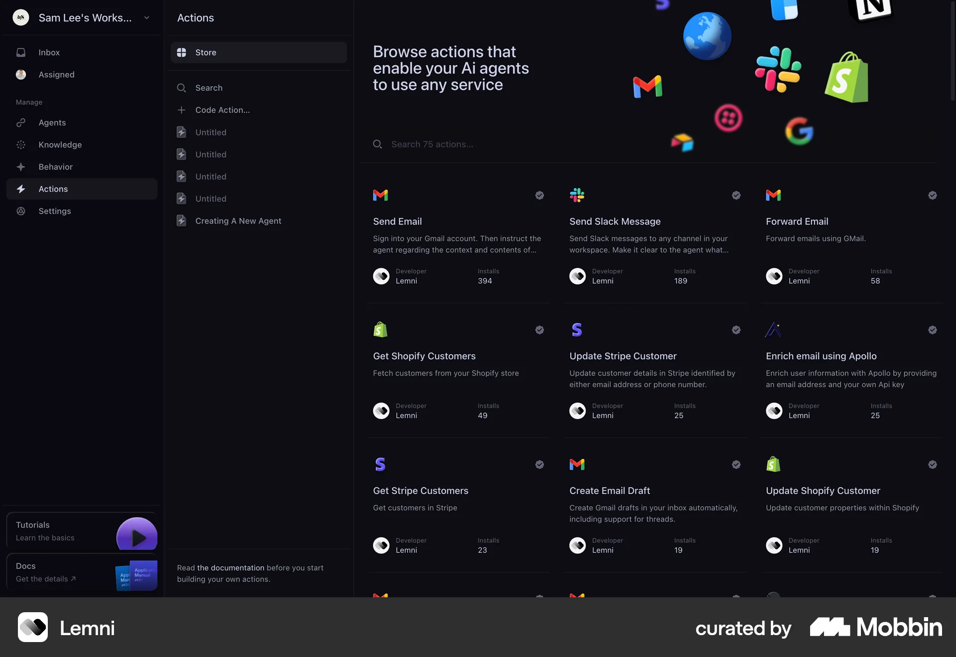 Lemni Web Dark Mode screen