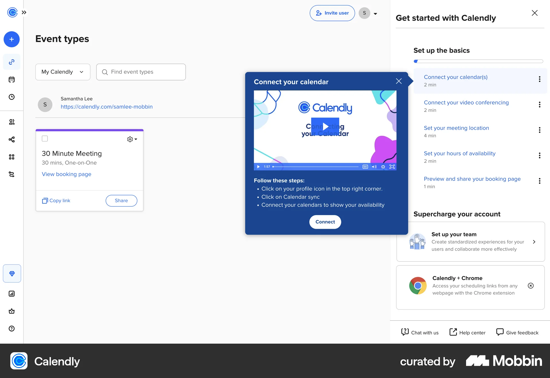 Calendly Web screen containing Coach Marks UI element