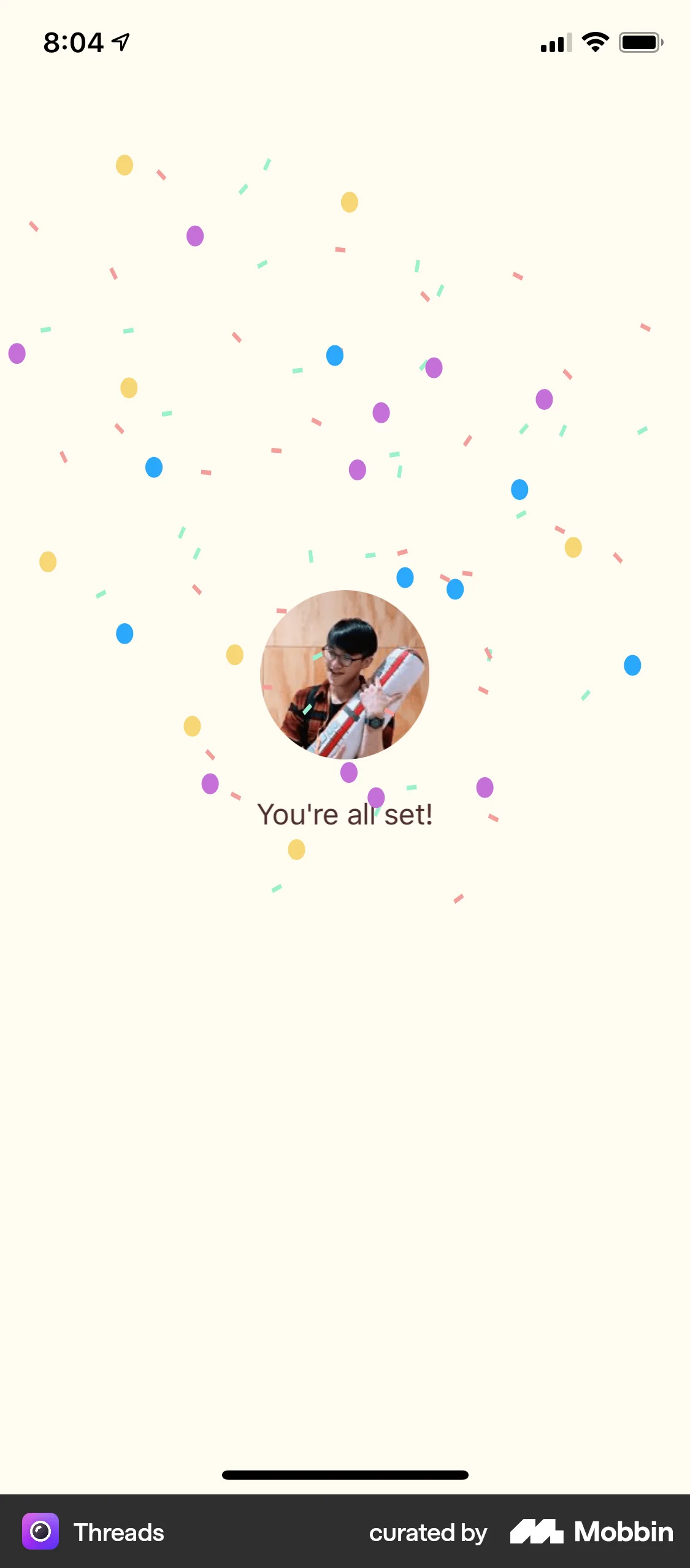 Threads iOS Account Setup screen