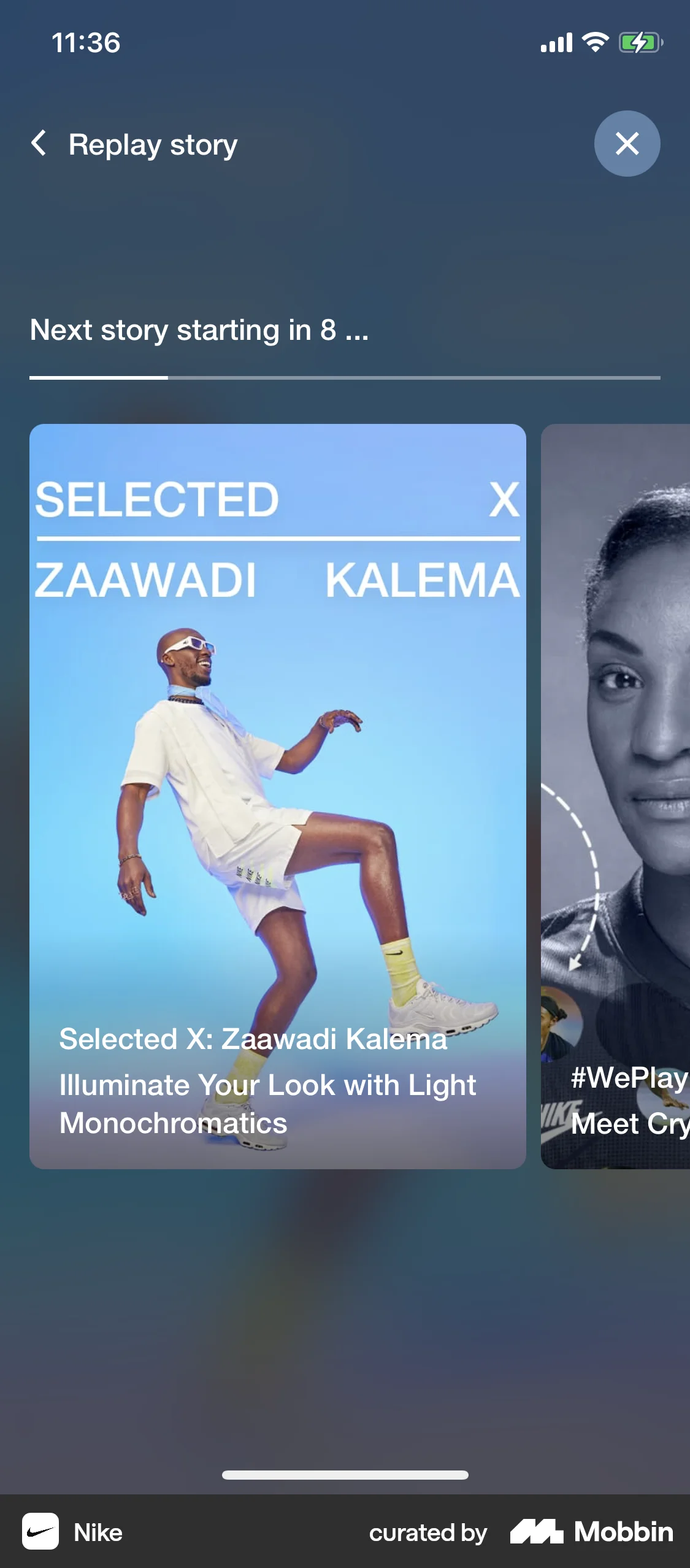 Nike iOS Stories screen