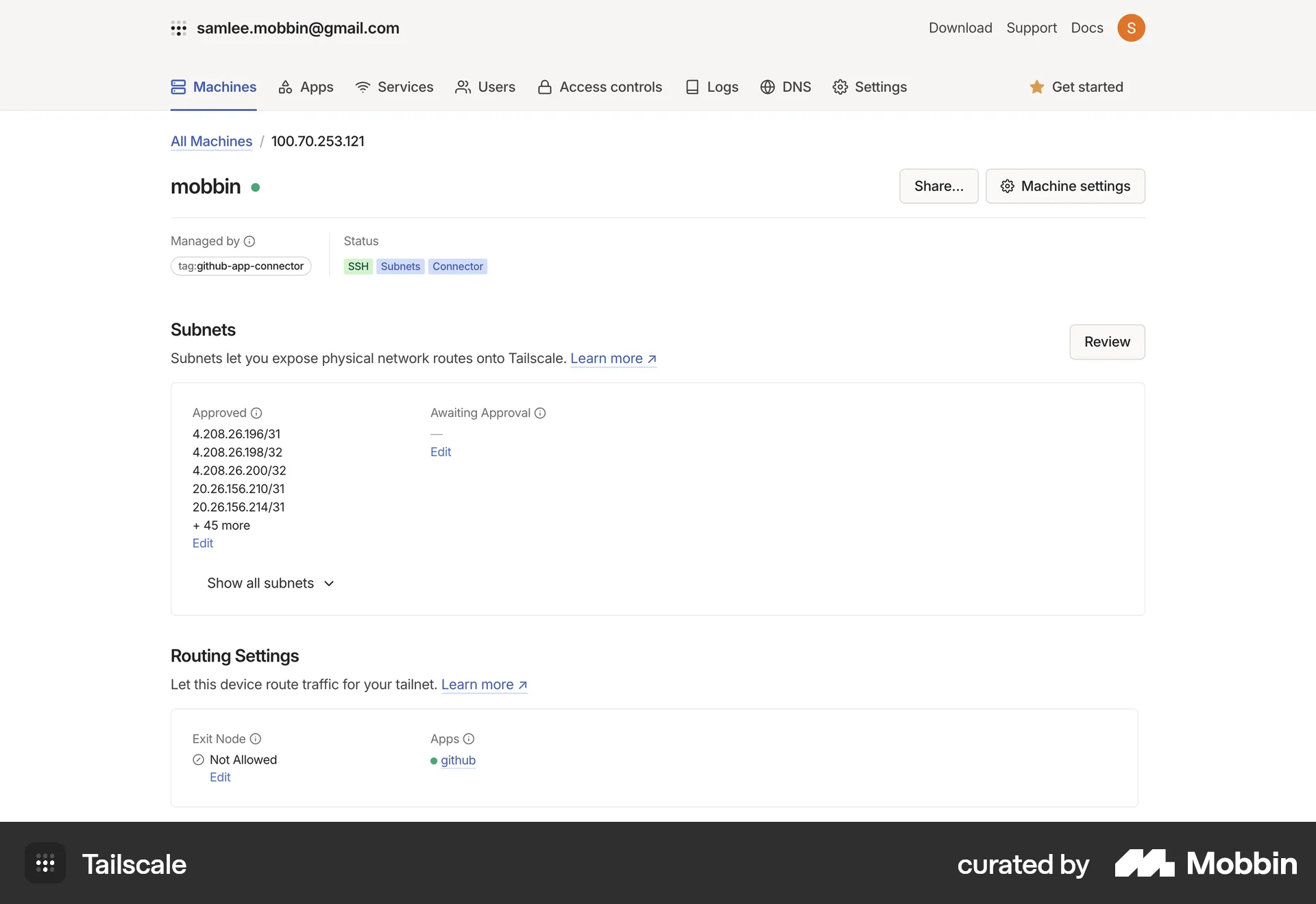Tailscale Web Utilities App screen