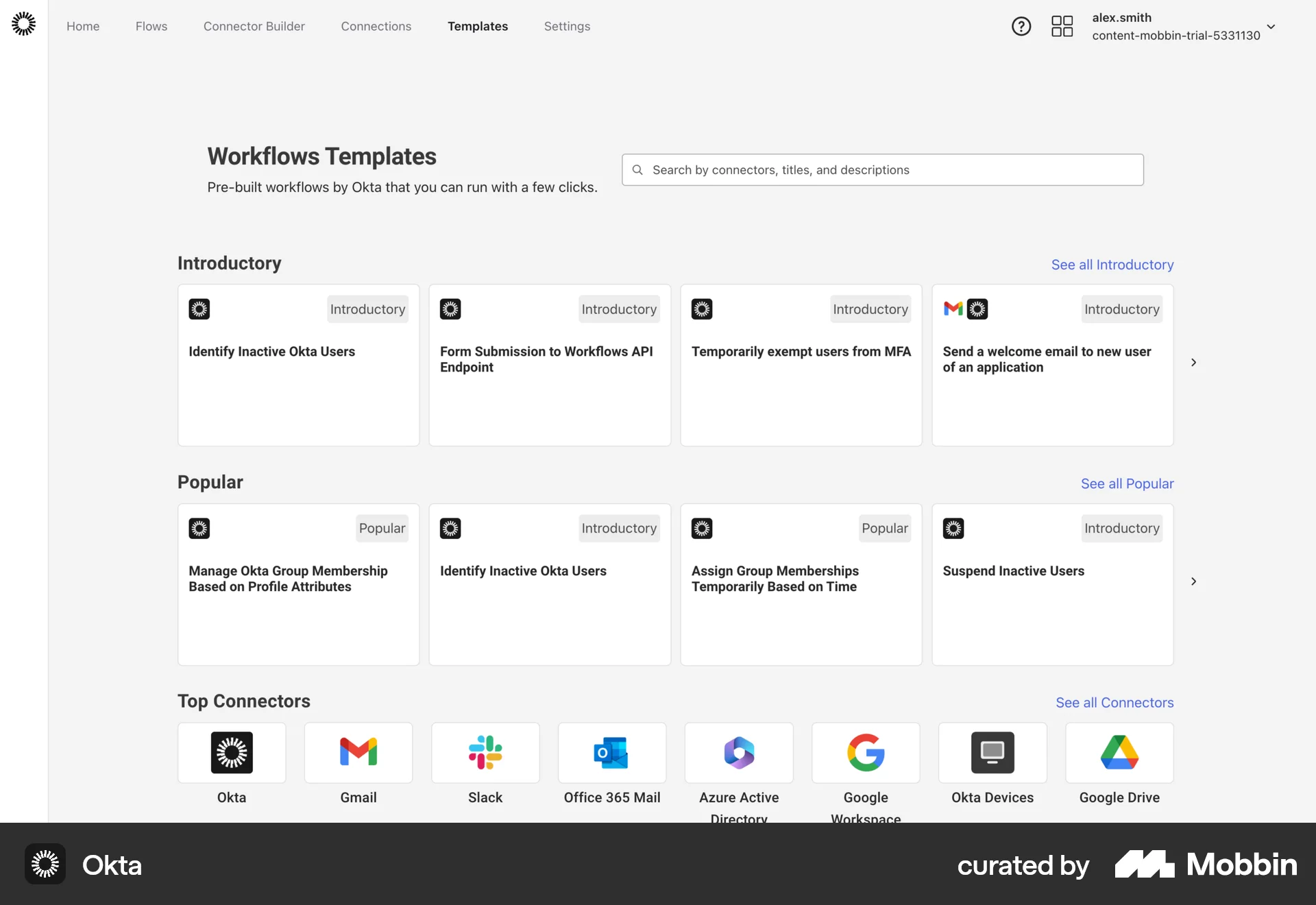 Okta Web Browse & Discover screen