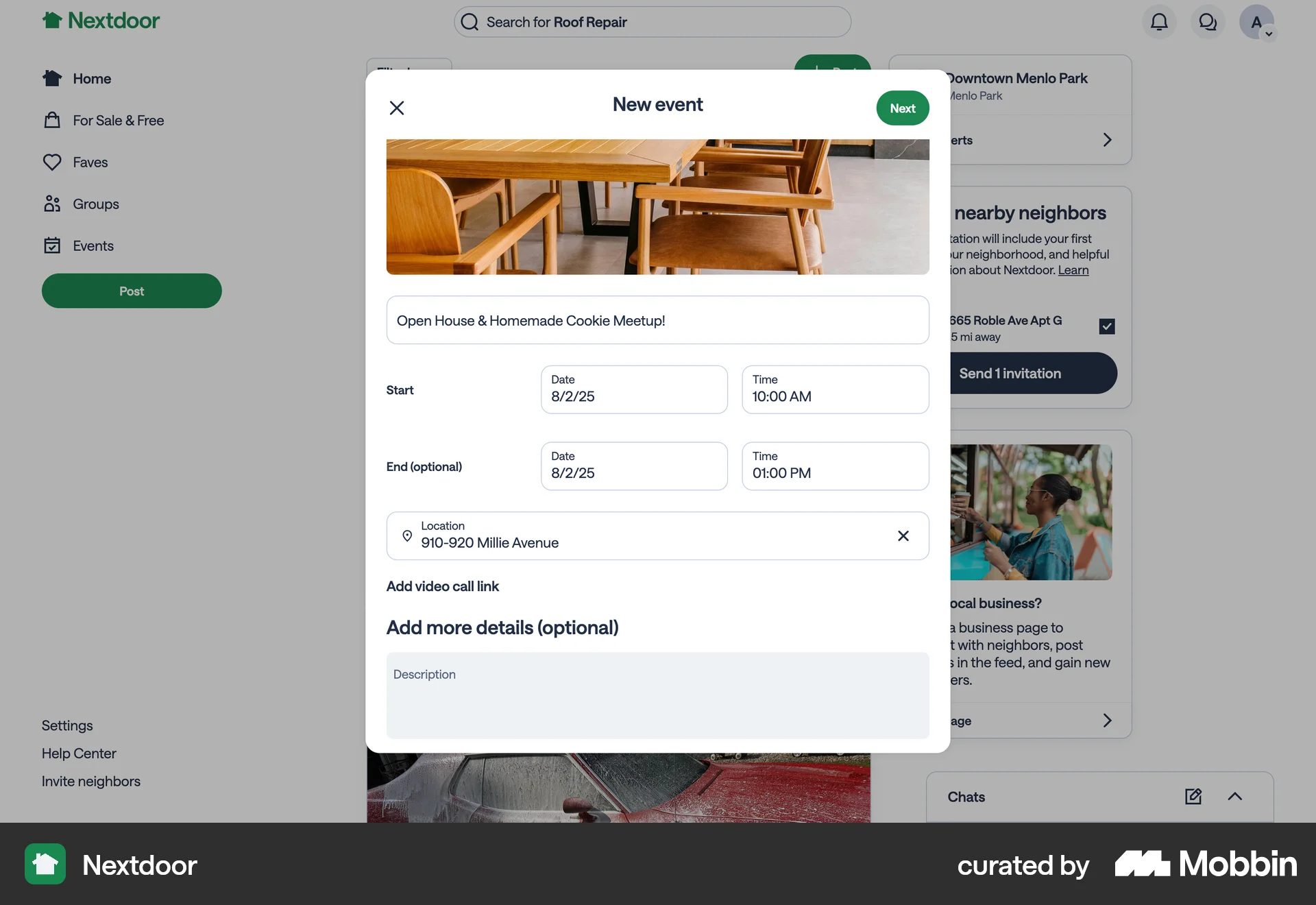 Nextdoor Web Set screen