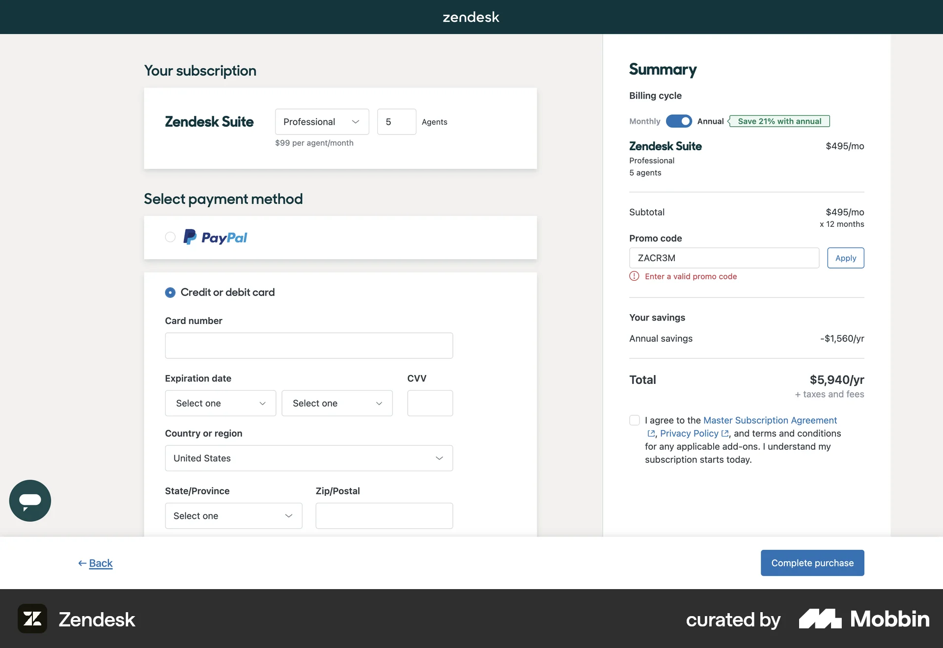 Zendesk Web Error screen