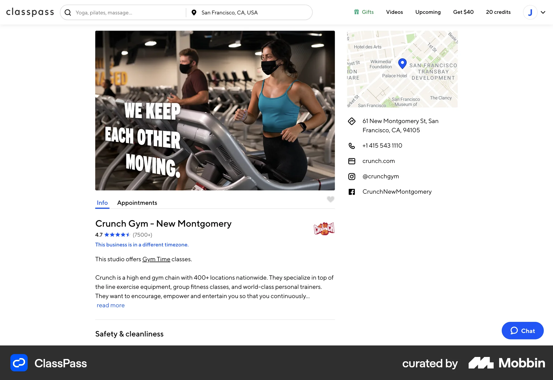 ClassPass Web Class & Lesson Detail screen