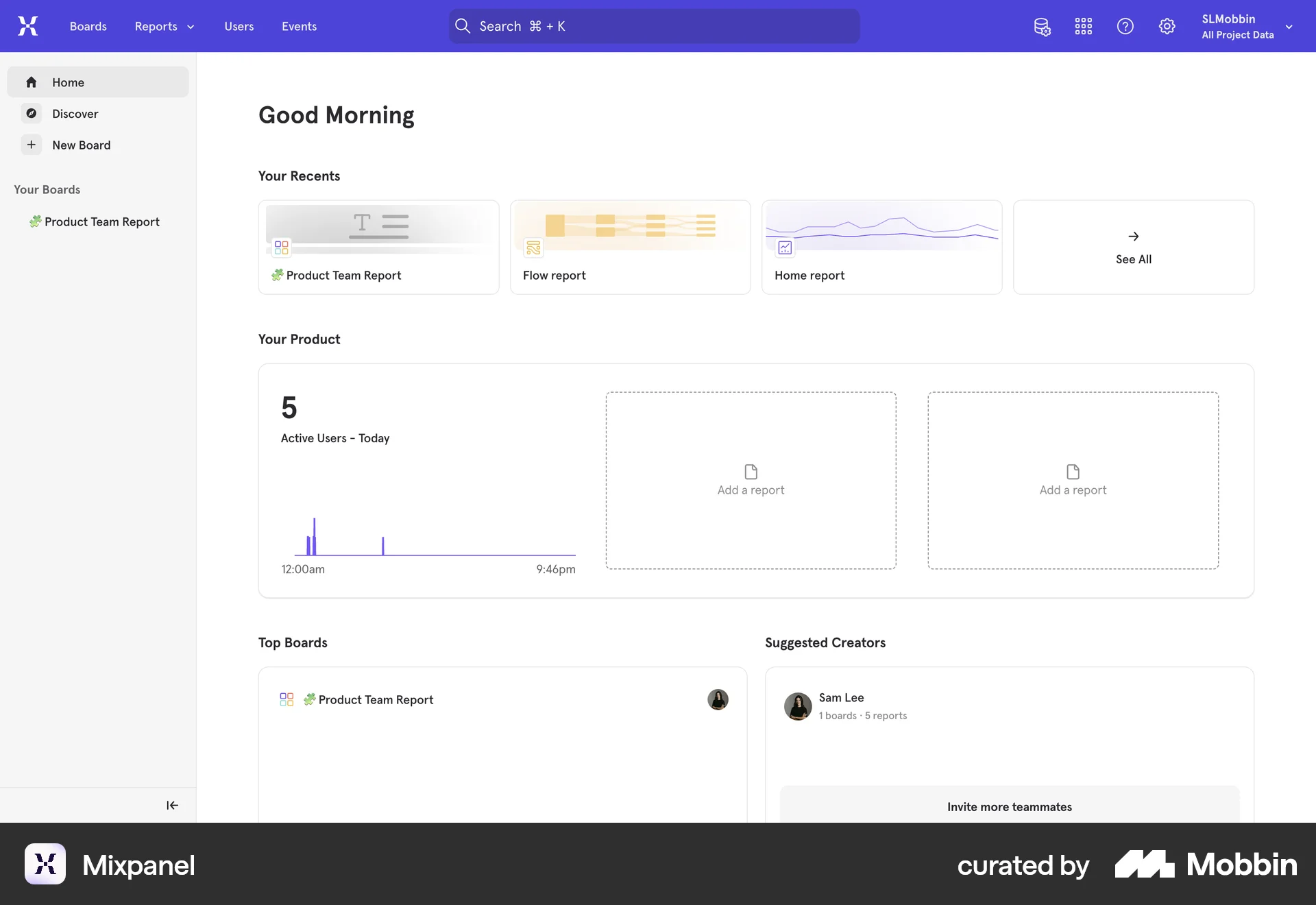 Mixpanel Web screen containing Keyboard Key UI element
