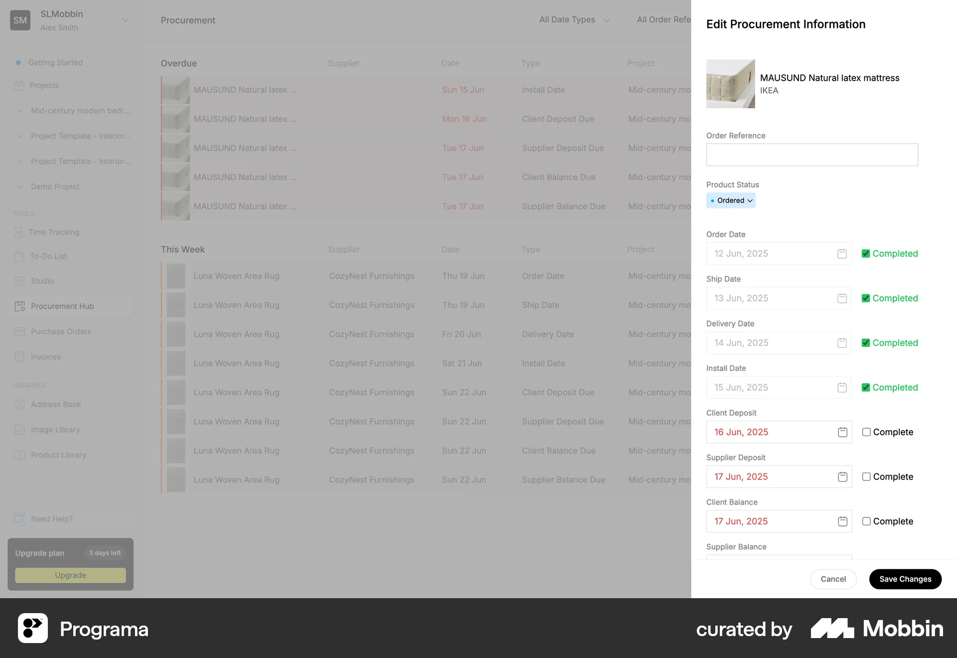 Programa Web screen containing Checkbox UI element