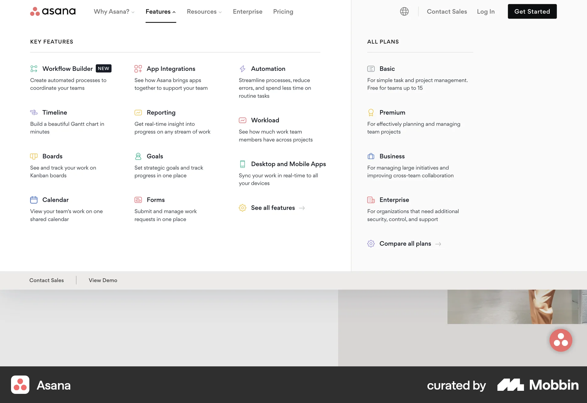 Asana Web screen containing Navigation Menu UI element