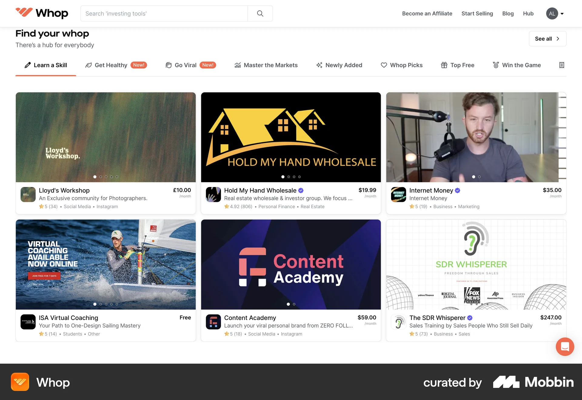 Whop Web Shop & Storefront screen