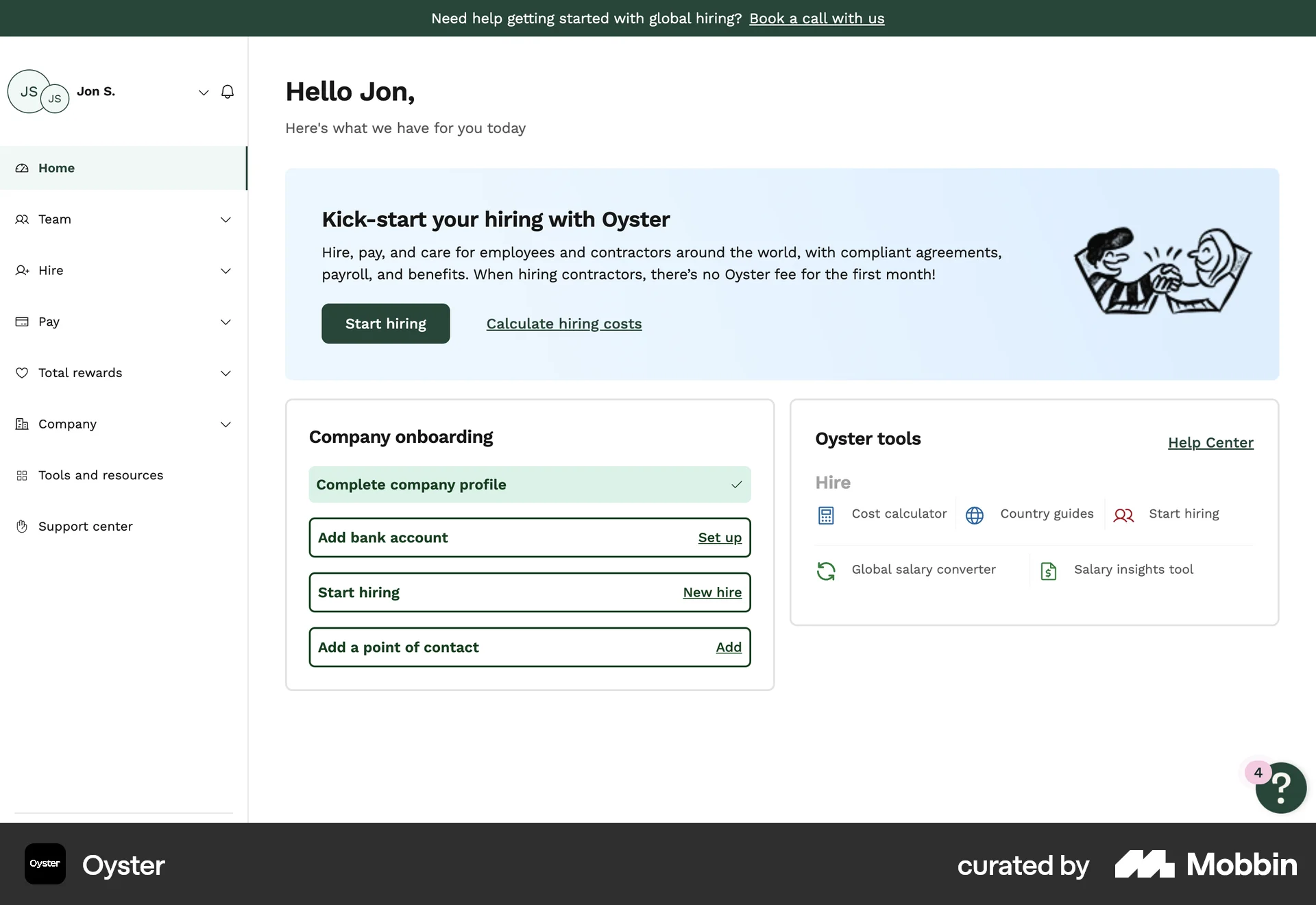 Oyster Web Home screen