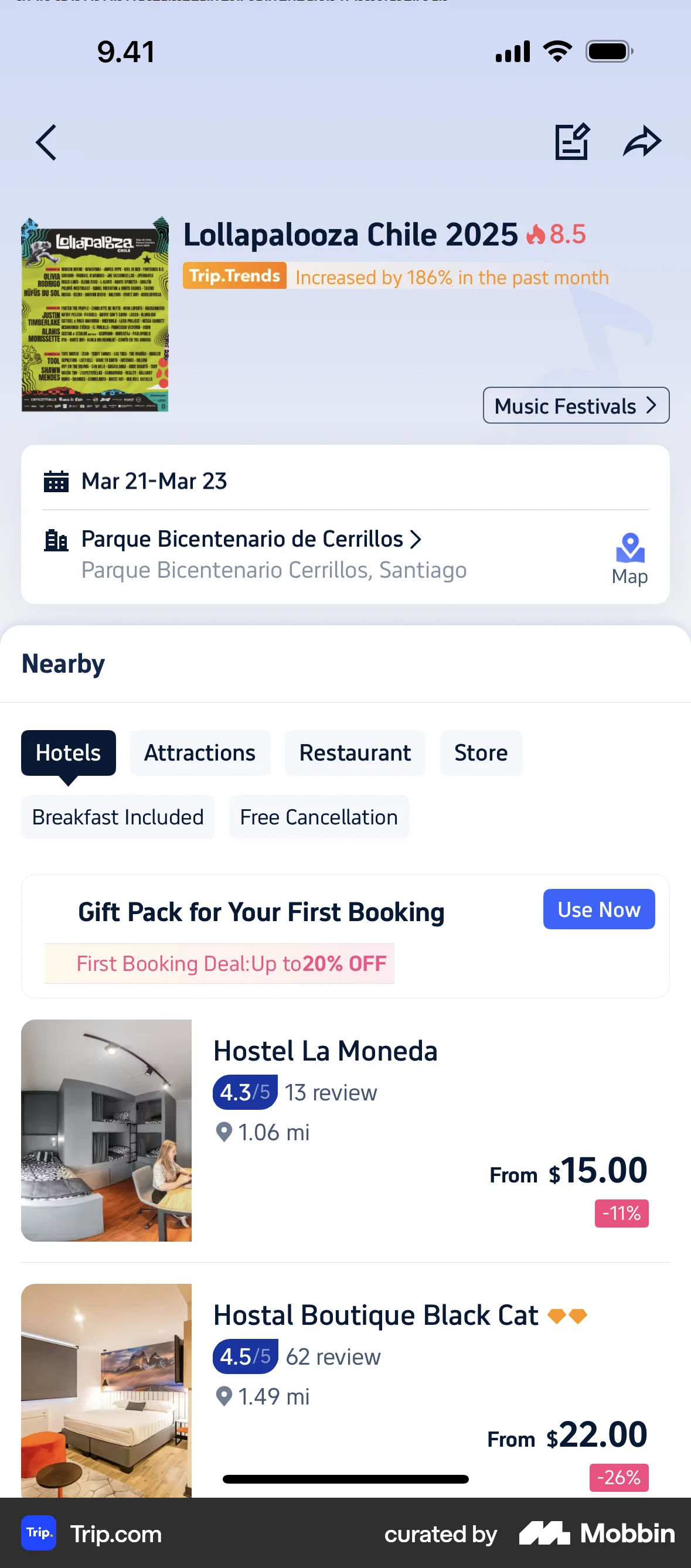 Trip.com iOS Event Detail screen