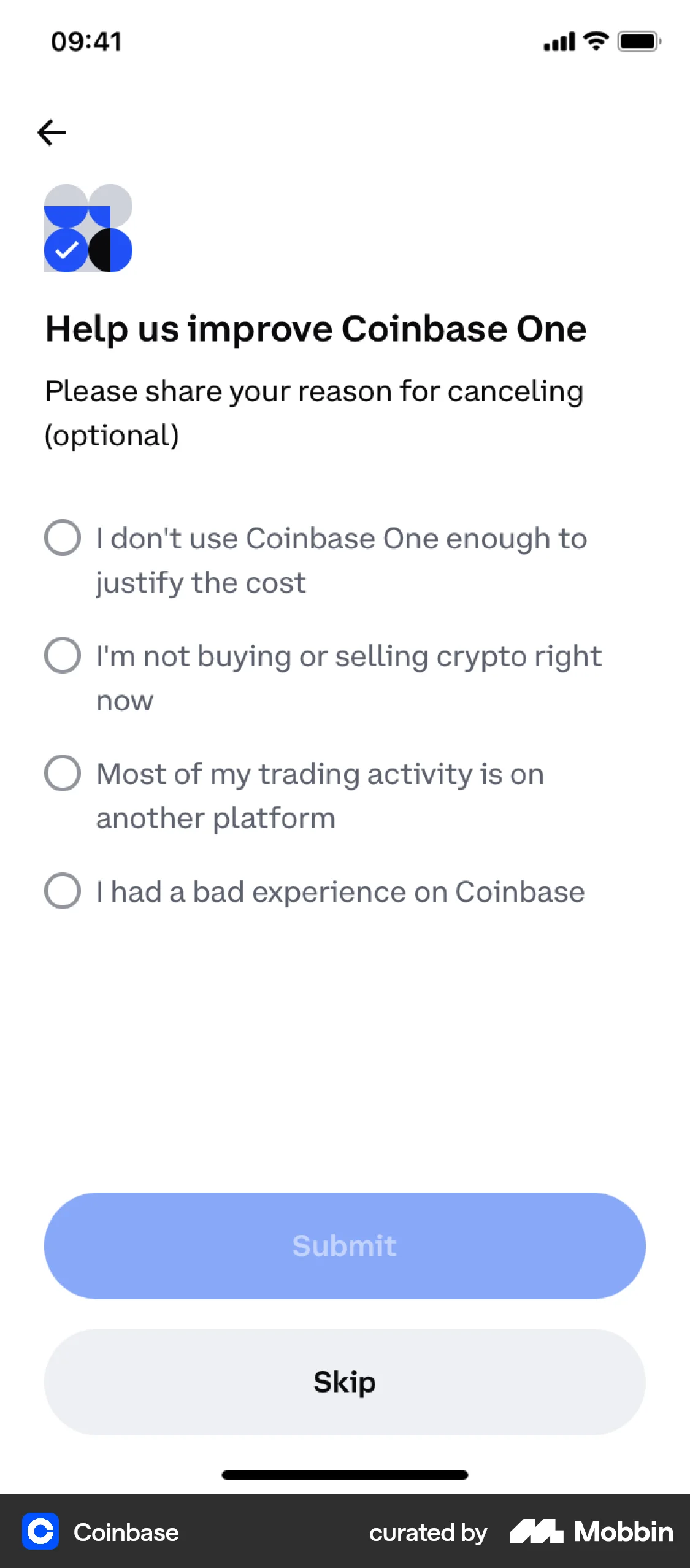 Coinbase screen