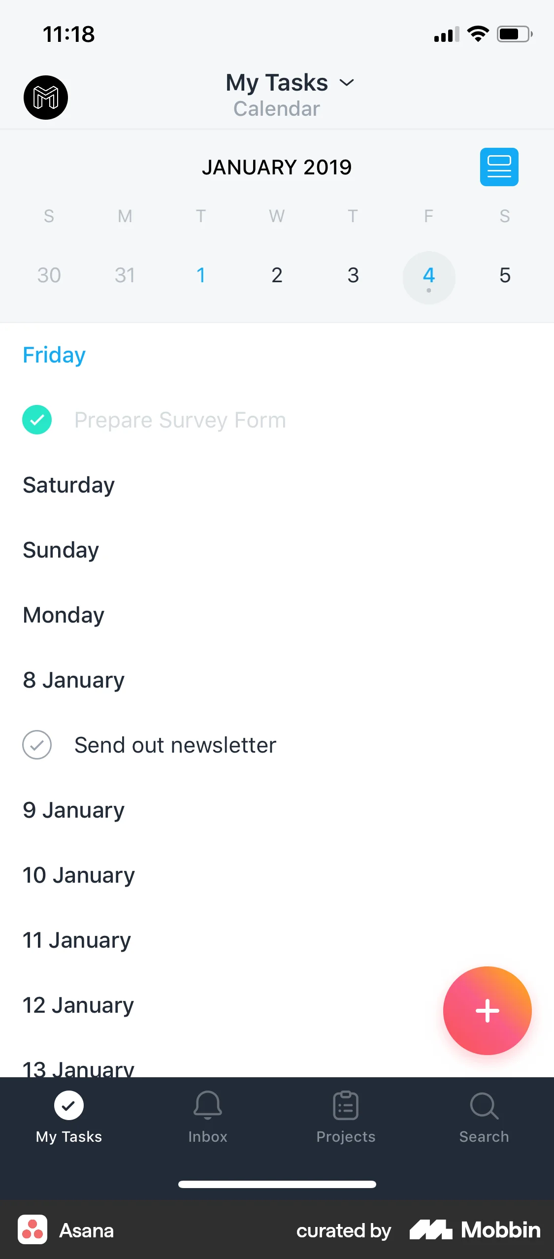 Asana iOS Note Detail screen