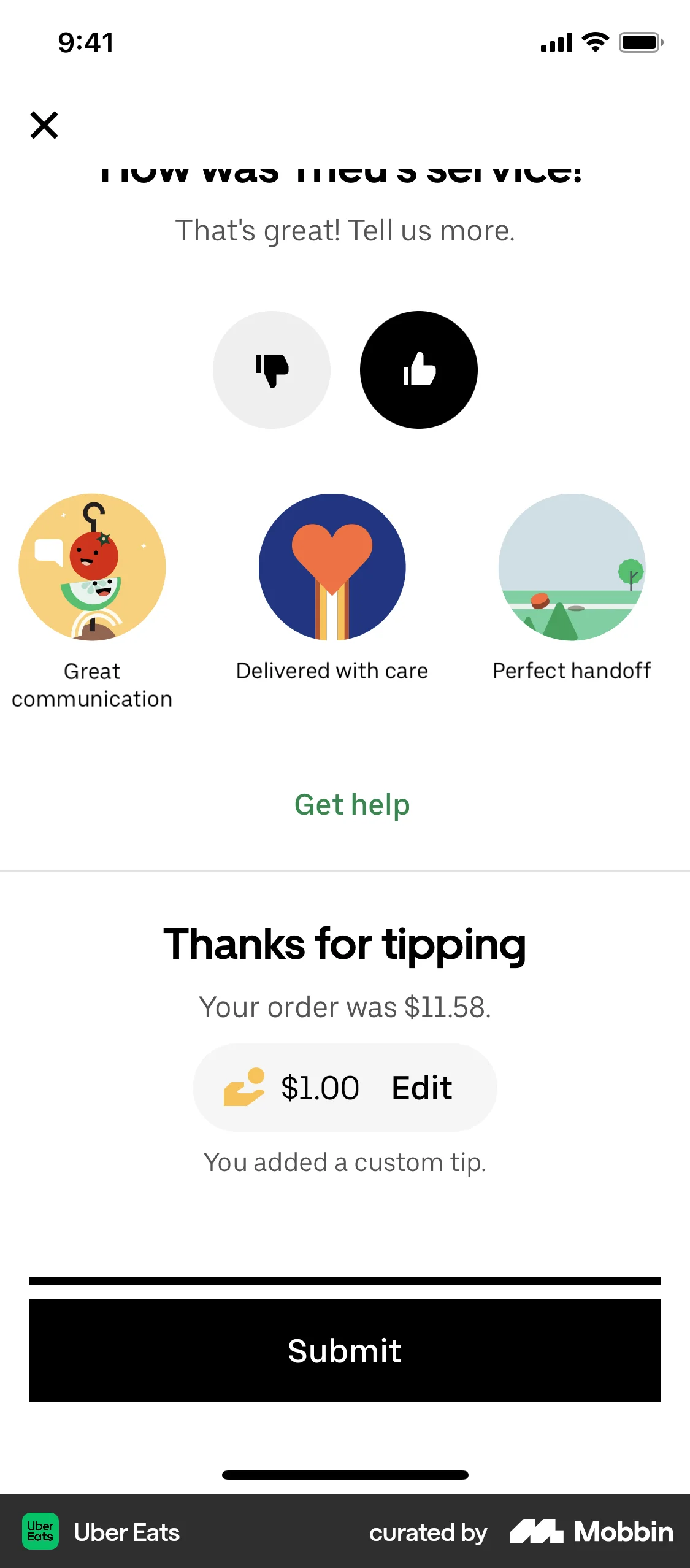 Uber Eats iOS Reviews & Ratings screen