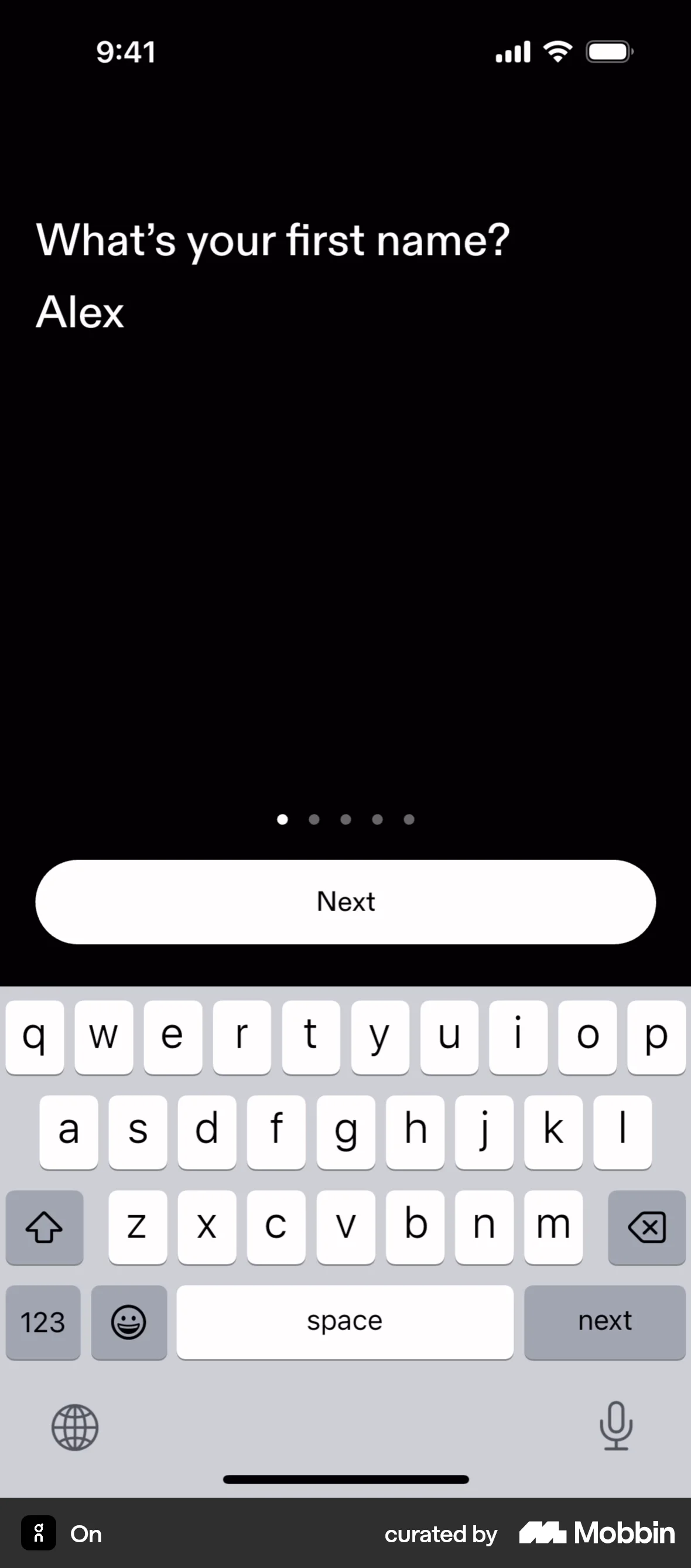 On iOS screen containing Text Field UI element