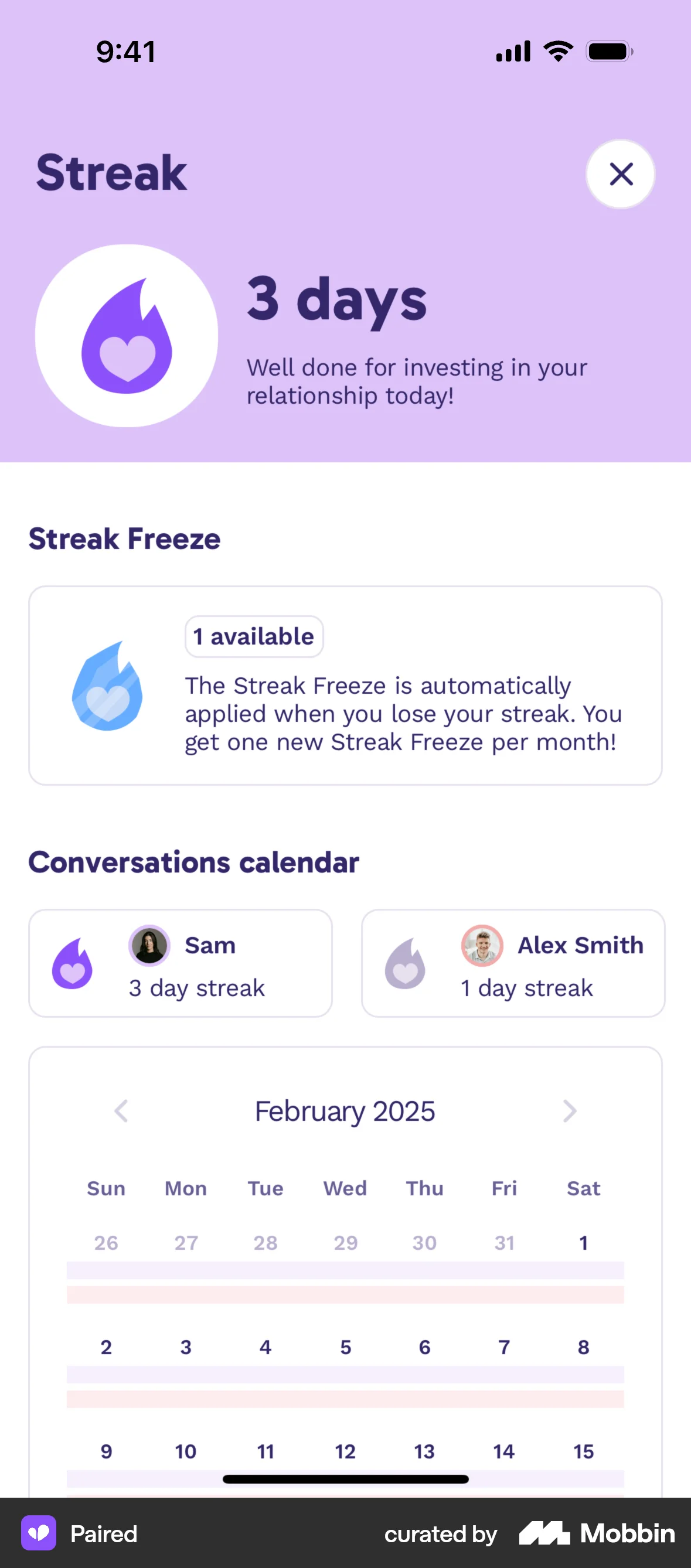 Paired iOS Achievements & Awards screen