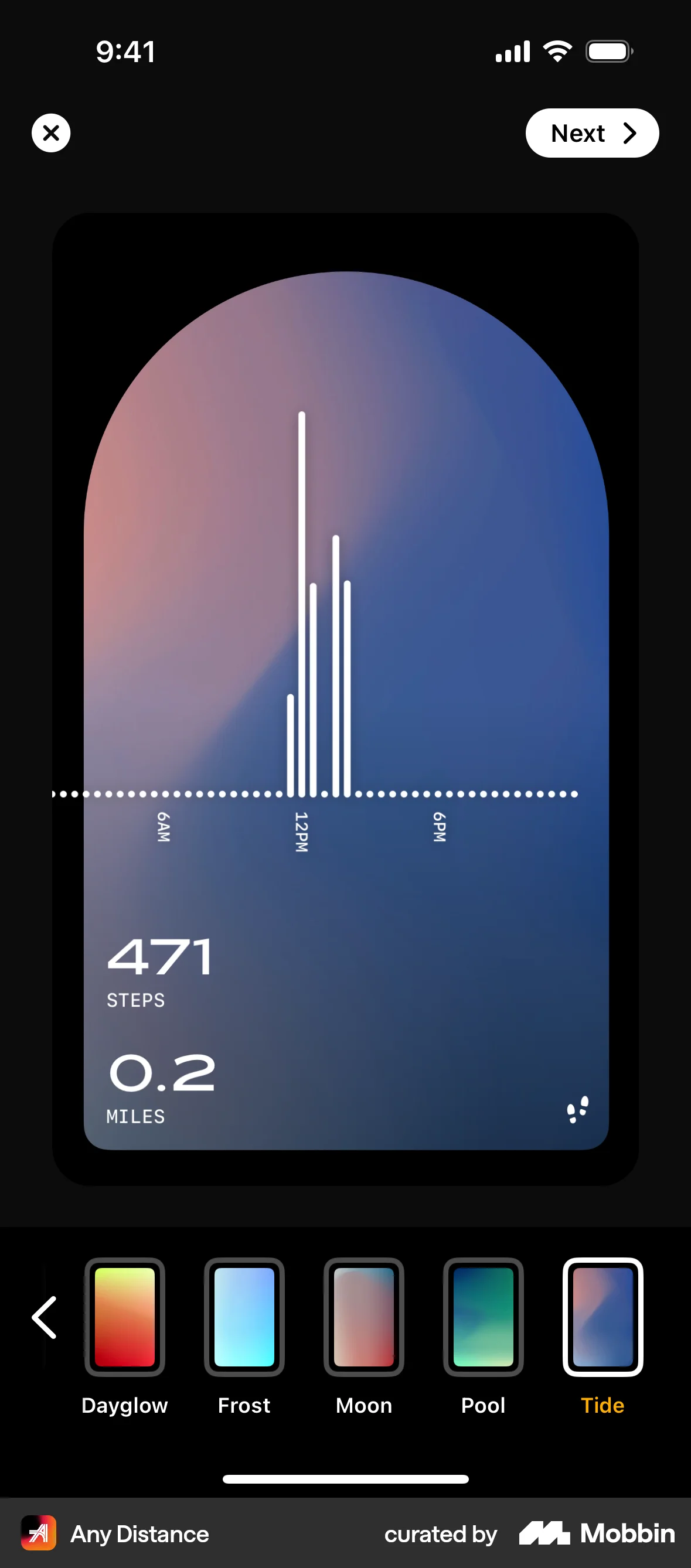 Any Distance iOS screen containing Color Picker UI element