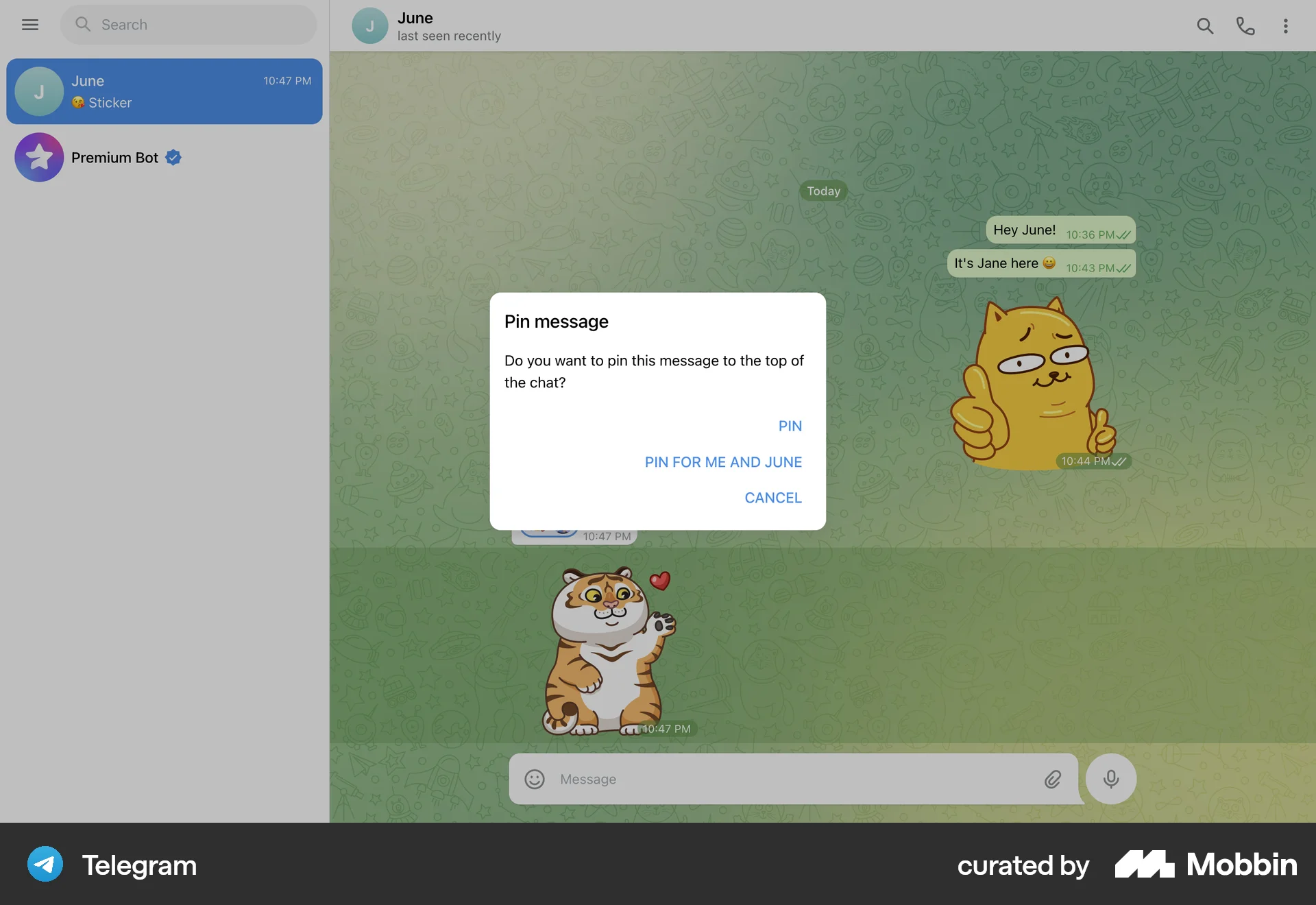 Telegram Web Communication App screen