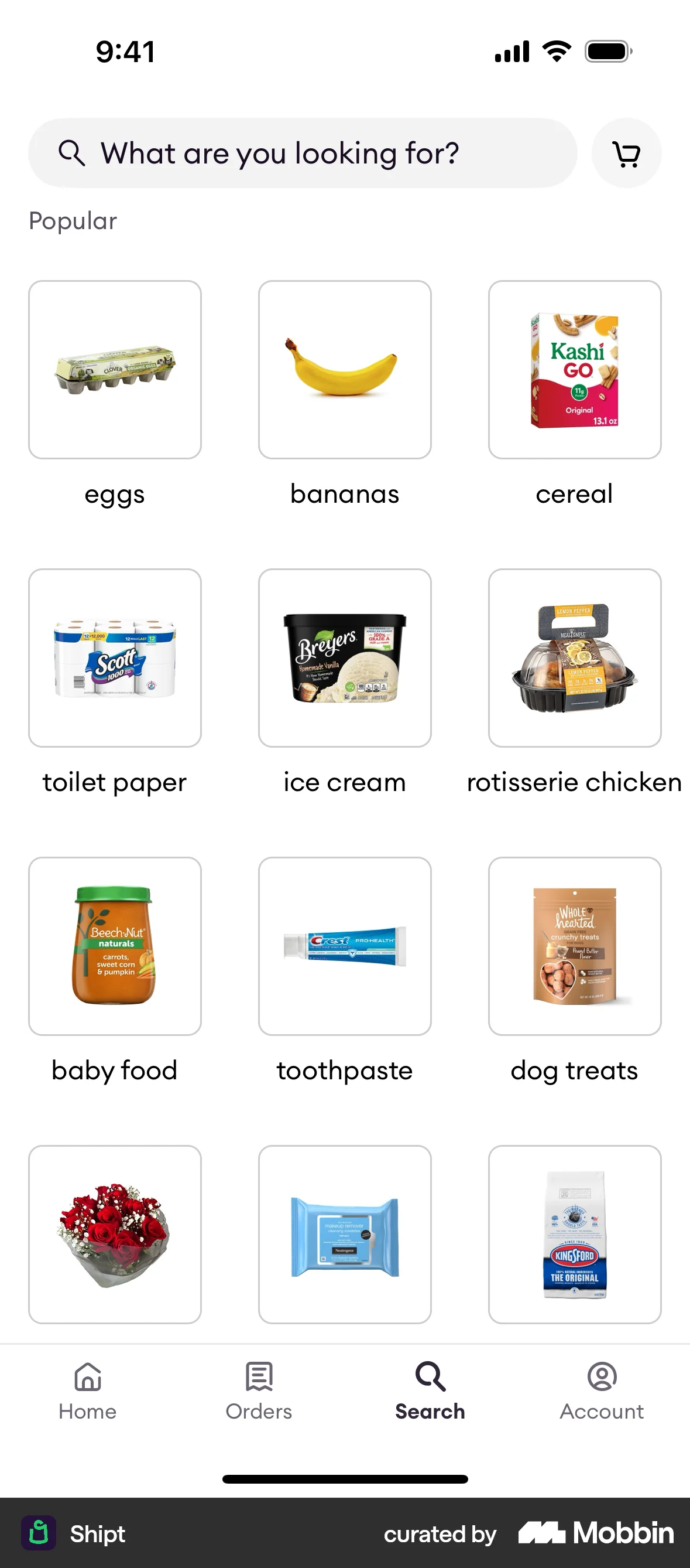 Shipt iOS screen containing Search Bar UI element