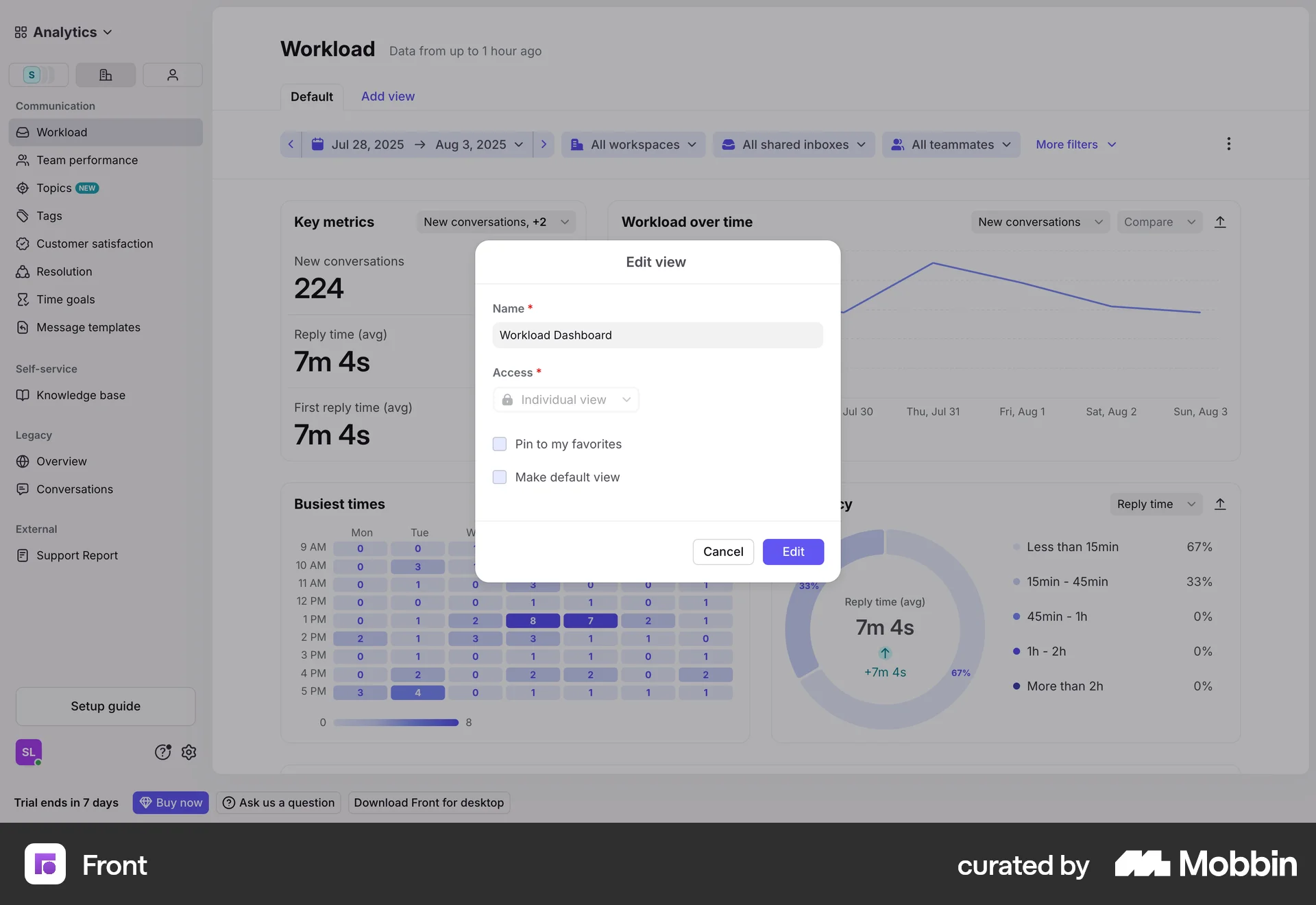 Front Web Settings & Preferences screen
