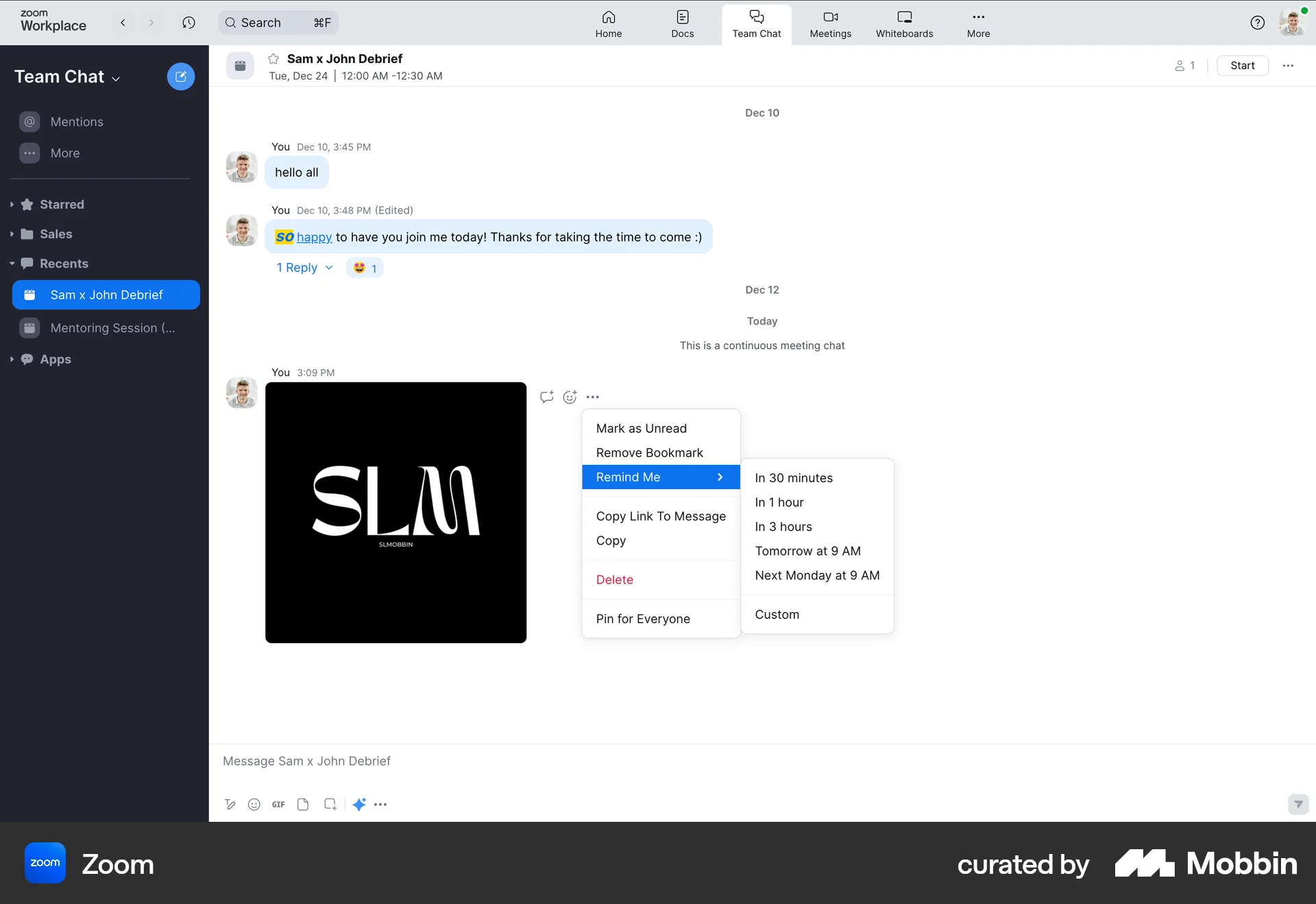 Zoom Web Schedule screen
