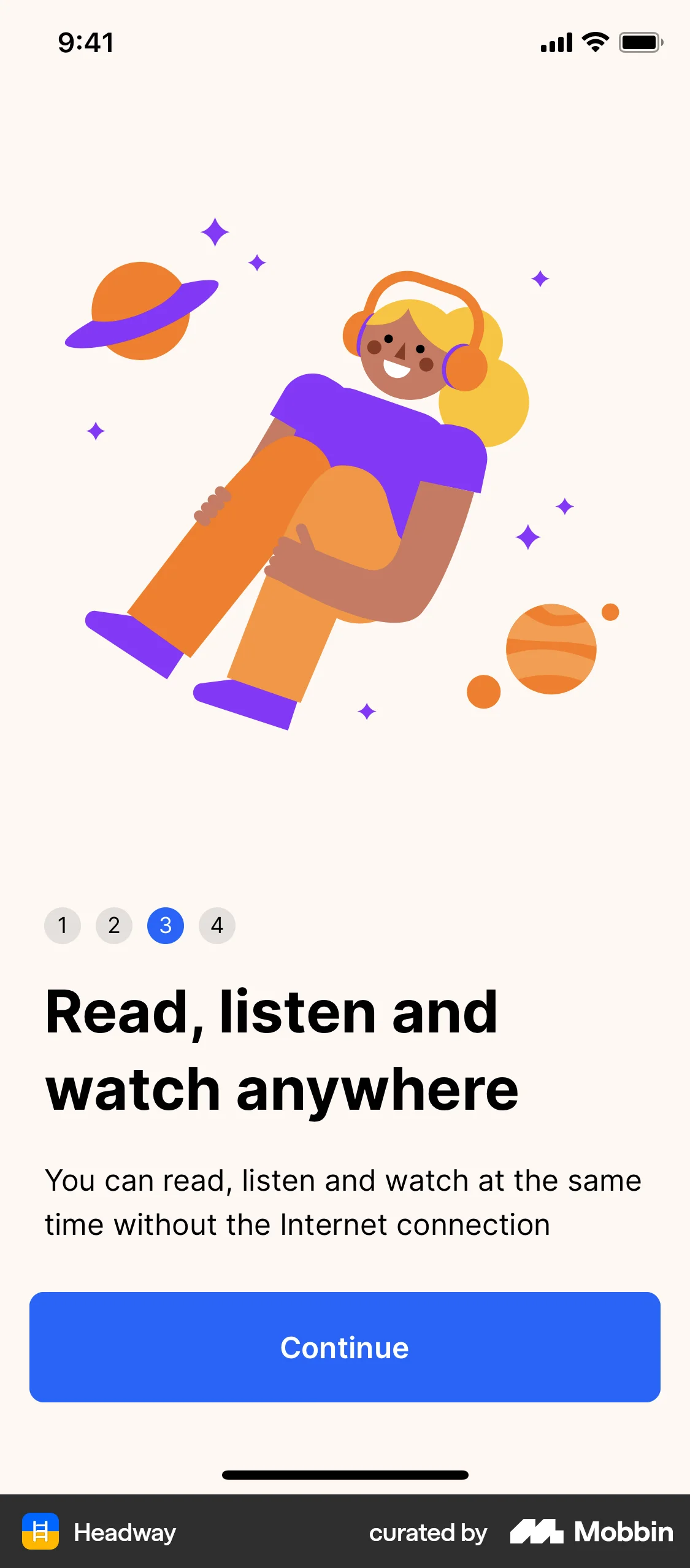 Headway iOS Welcome & Get Started screen