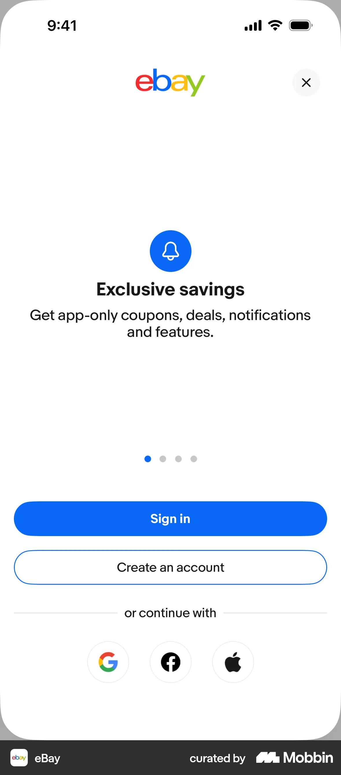 eBay iOS screen containing Carousel UI element
