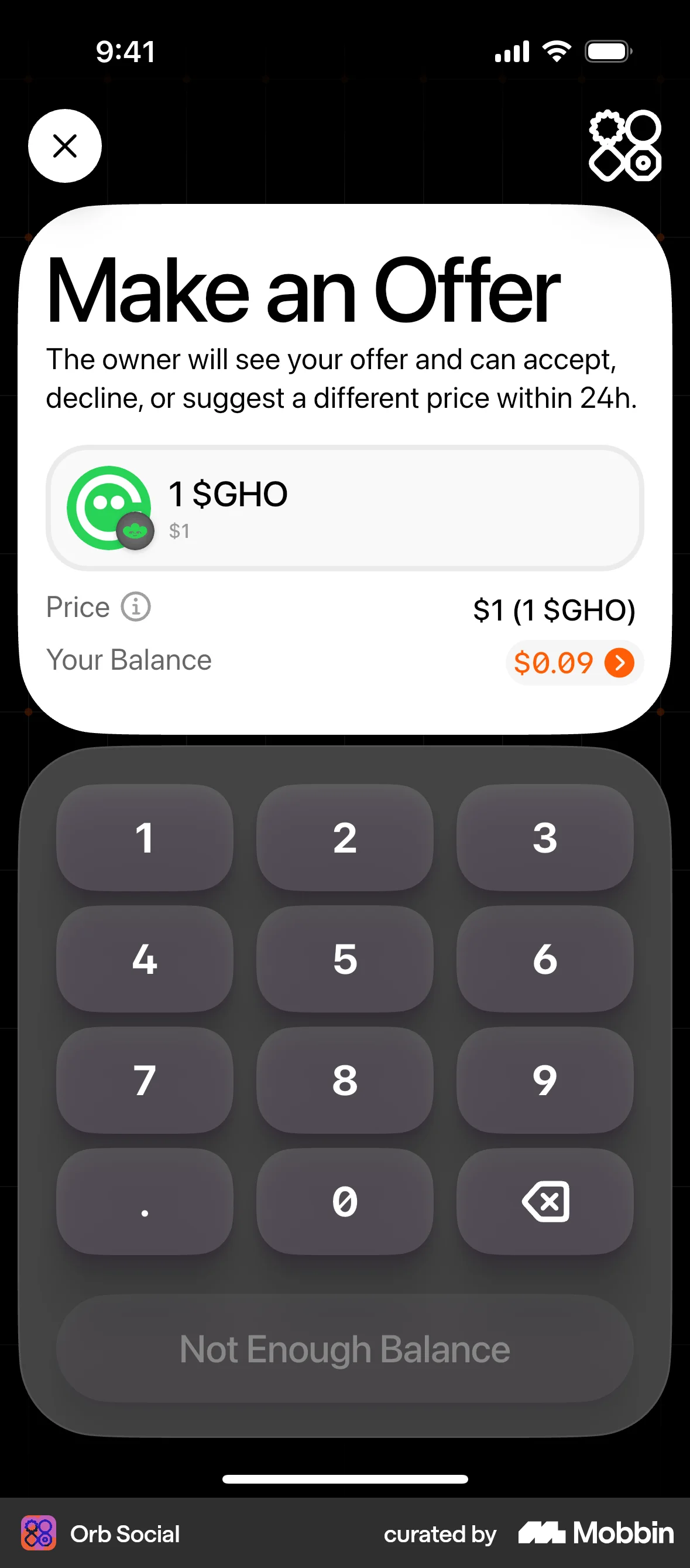 Orb Social iOS Error screen