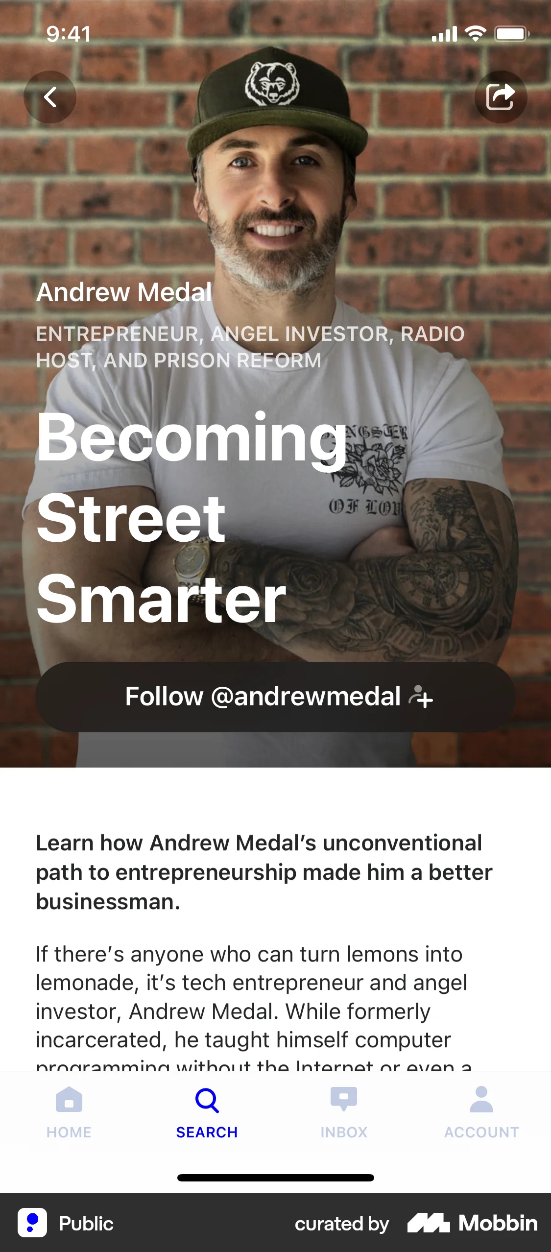 Public iOS My Account & Profile screen