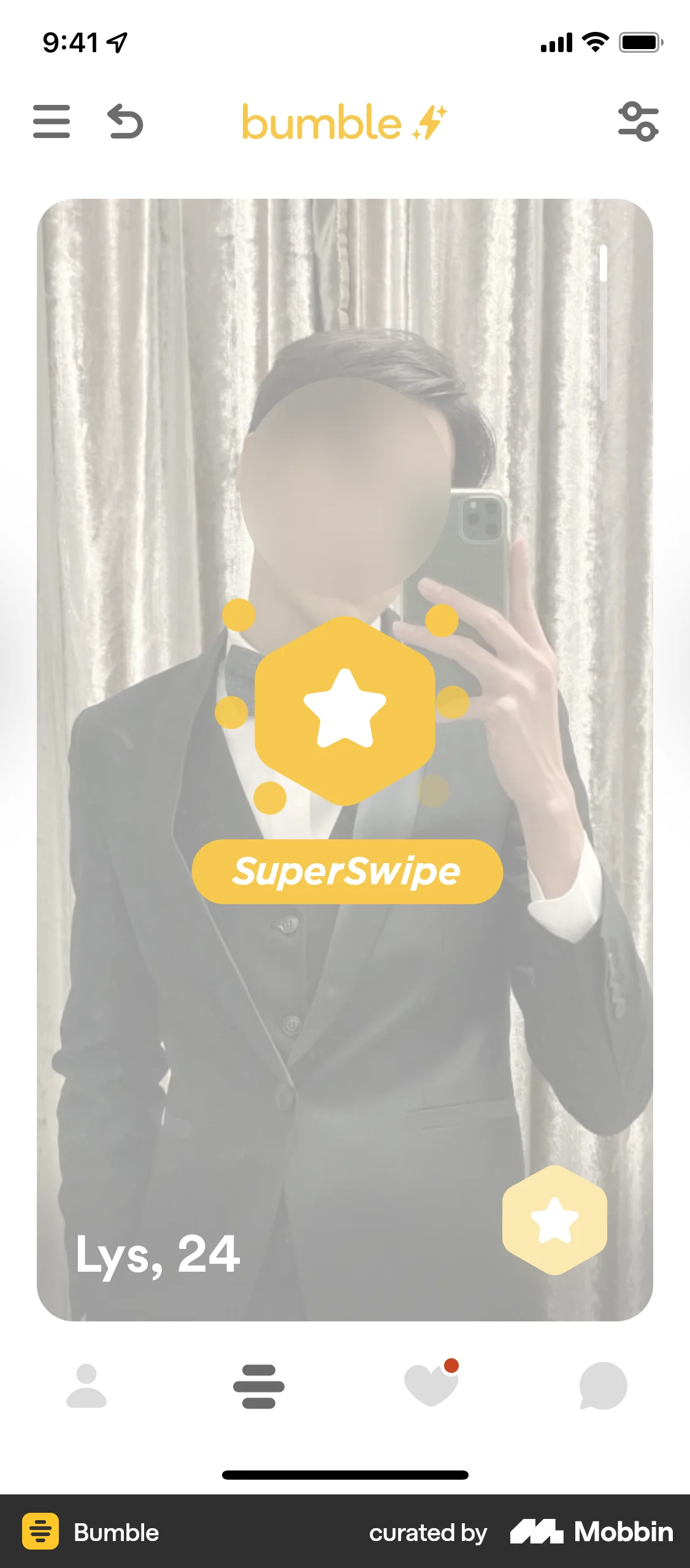 Bumble iOS Confetti screen