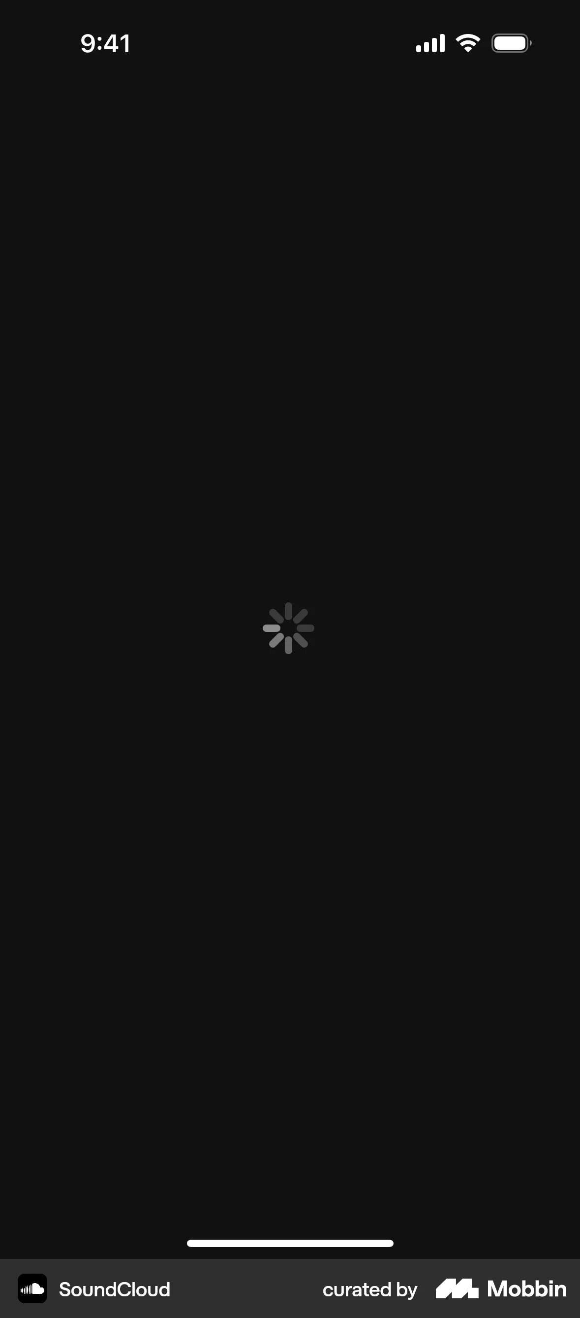 SoundCloud iOS screen containing Spinner UI UI element