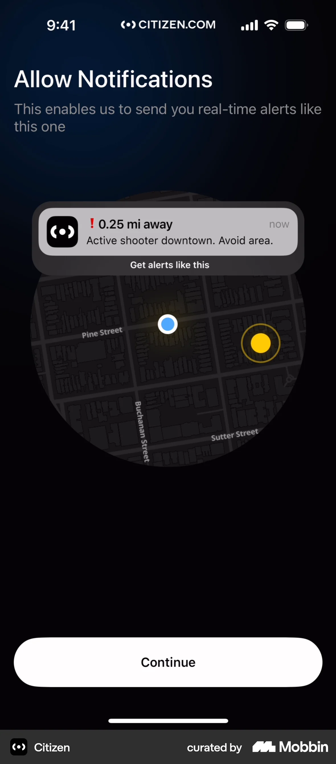 Citizen iOS Permission screen