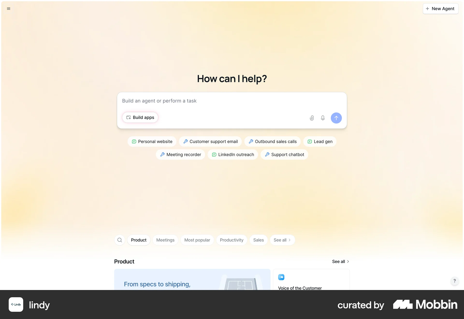 Lindy Web Chat Bot screen