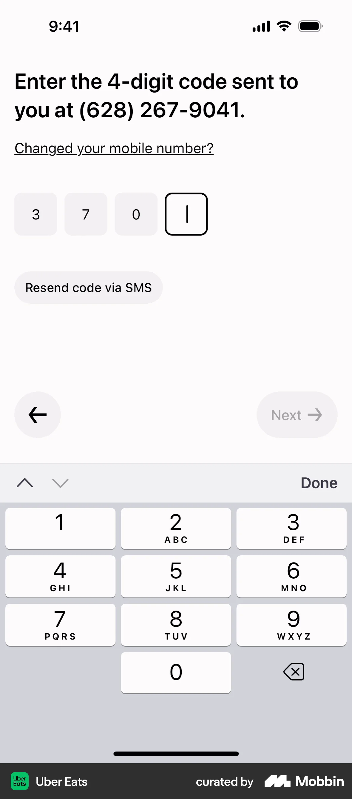 Uber Eats Onboarding screen
