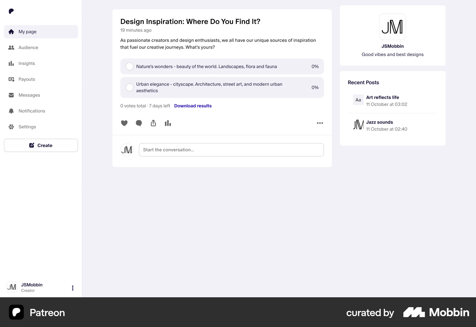 Patreon Web Post Detail screen