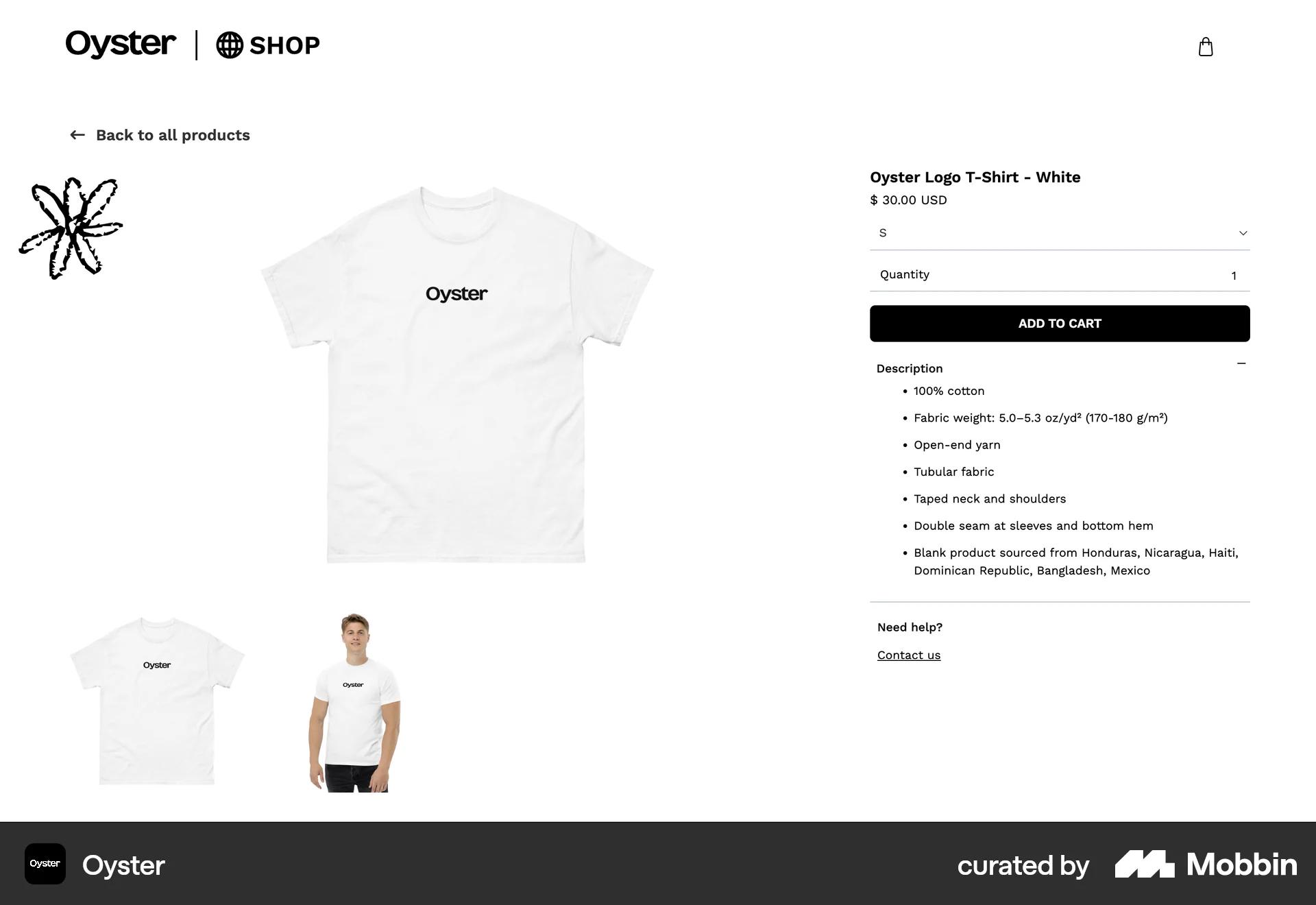 Oyster Web Product Detail screen