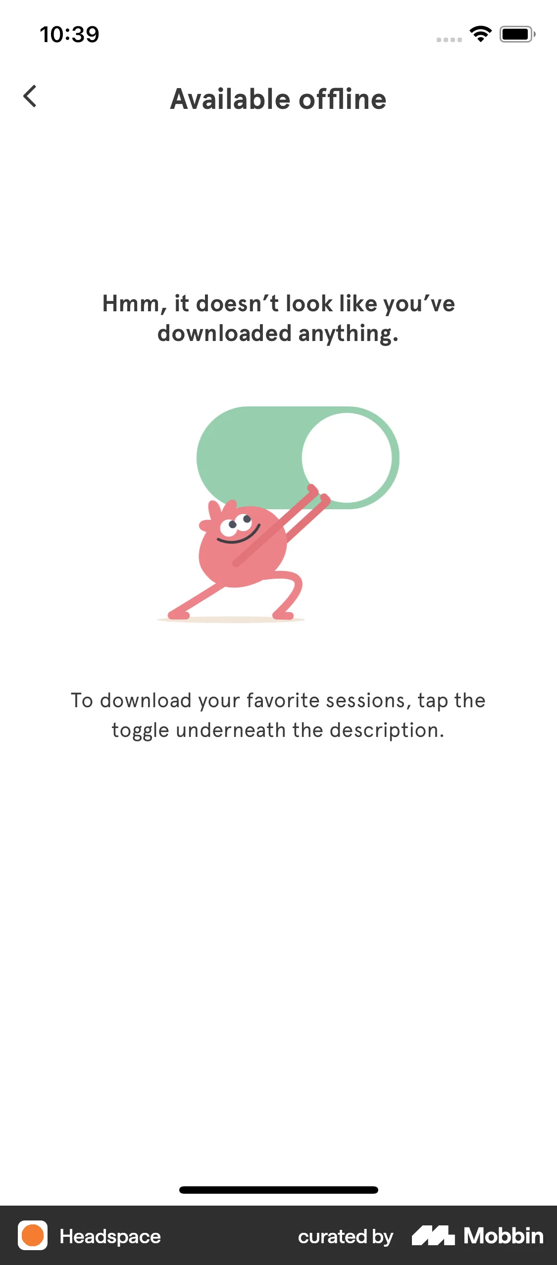 Headspace iOS Downloads & Available Offline screen
